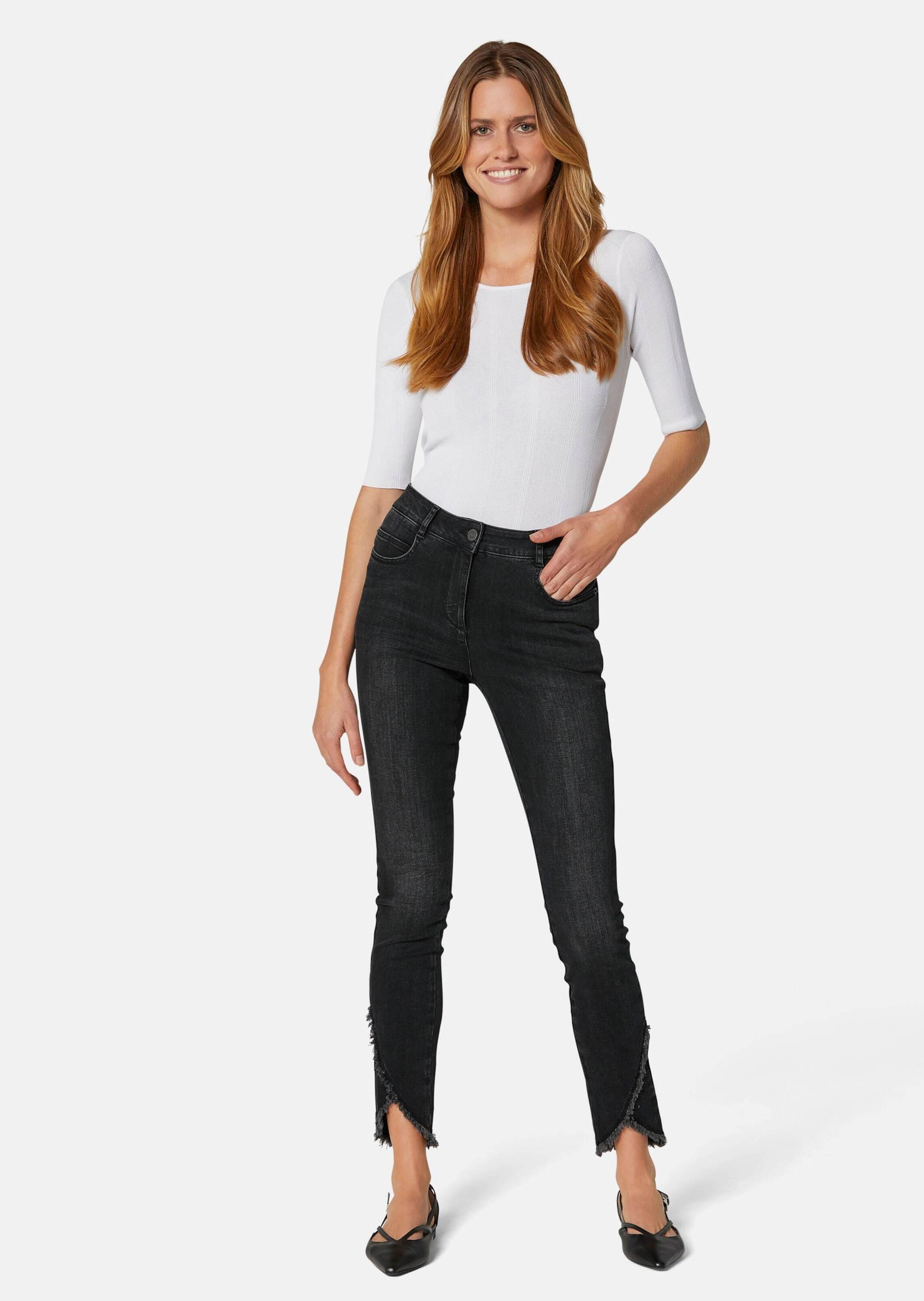 MADELEINE Regular-fit-Jeans »Jeans Verkürzte 5-Pocket-Hose mit Fransen« abgeschrägter Fransensaum