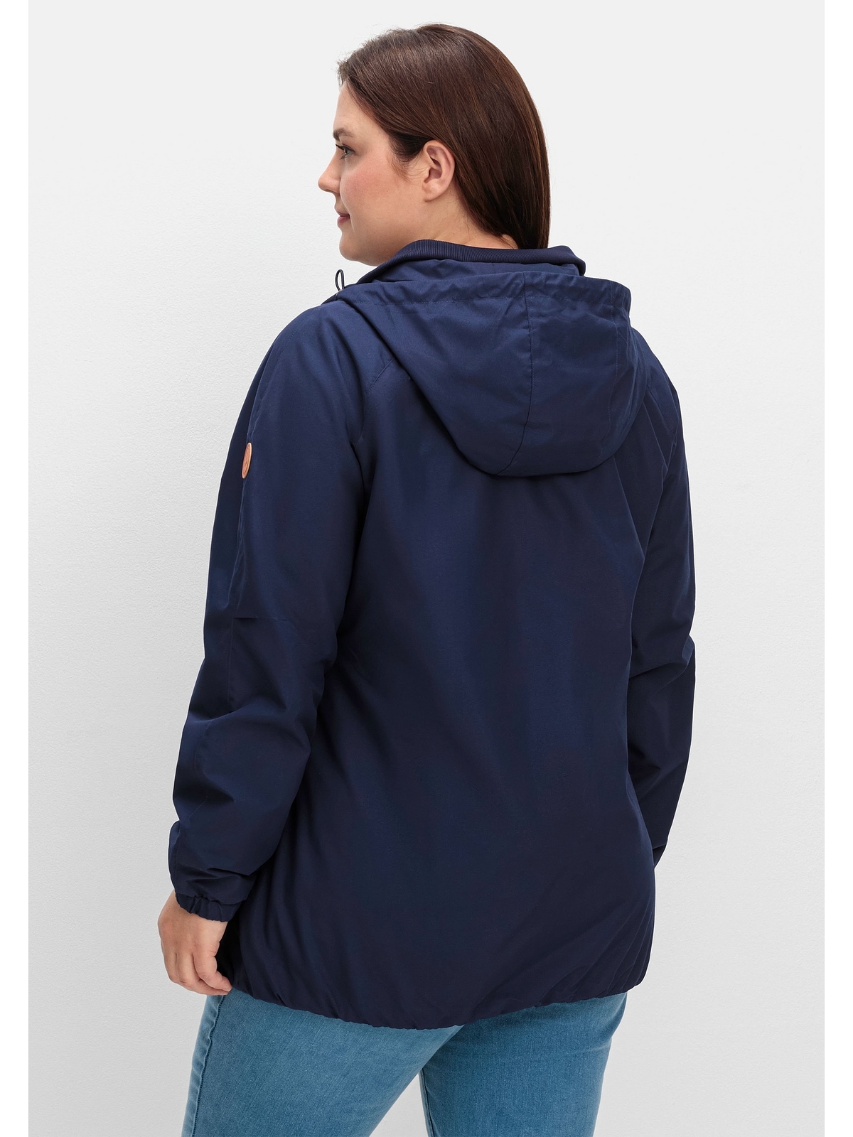 Sheego Langjacke »Große Größen«, mit Kapuze, aus Microfaser, mit Kontrastdetails
