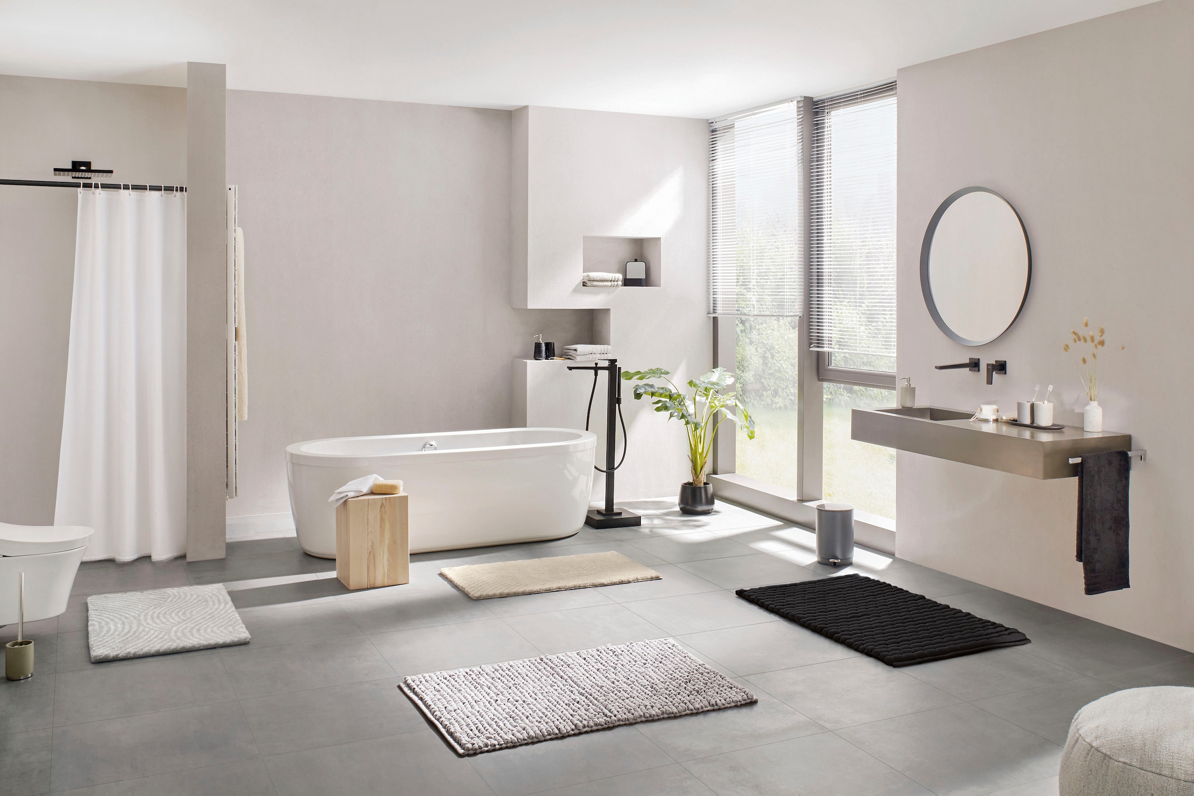 Kleine Wolke 1100000002199 "Avera, Badvorleger, Badezimmer Teppich" Höhe 50 mm fußbodenheizungsgeeignet Badteppich, Uni Farben, handgewebt, quadratisch & rechteckig