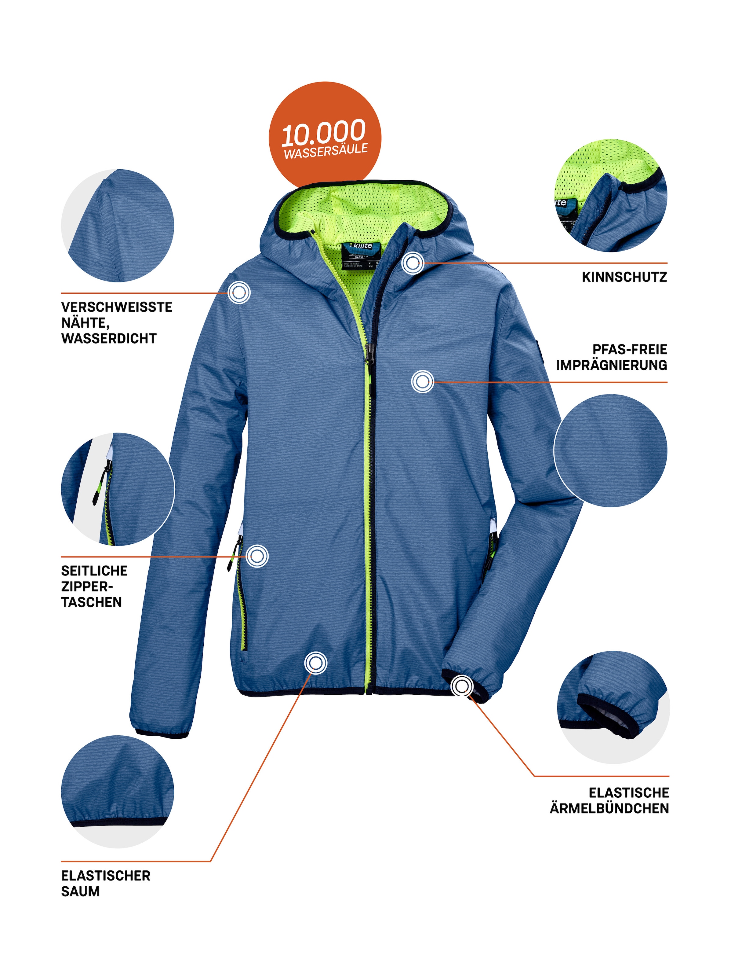 Killtec Funktionsjacke »KOS 147 BYS JCKT«, Wind- und wasserdichte Funktionsjacke mit Kapuze