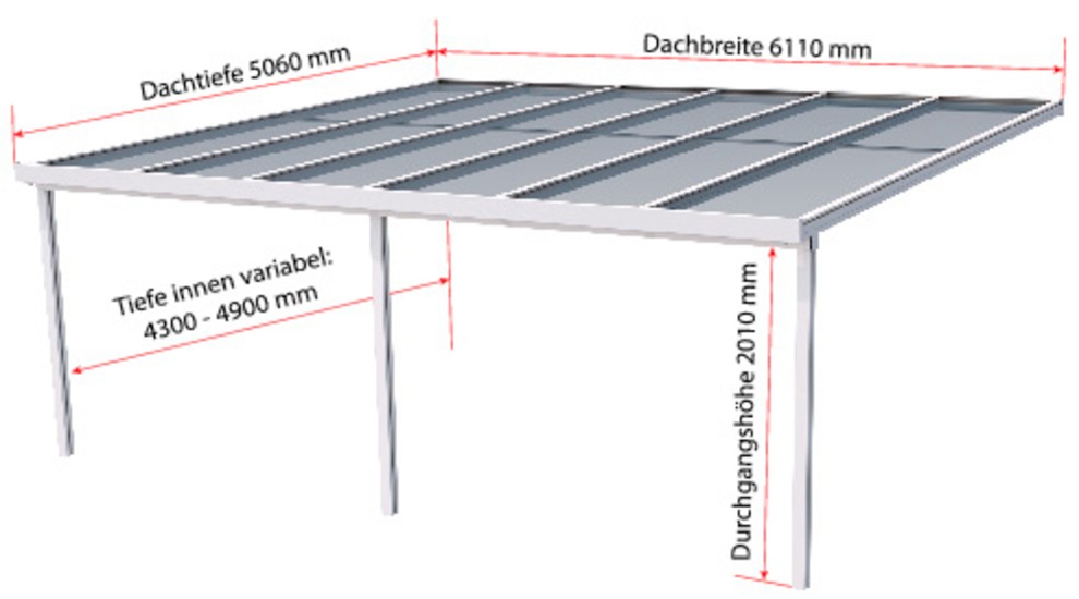 GUTTA Terrassendach »Premium«, BxT: 611x506 cm, Dach Polycarbonat Opal