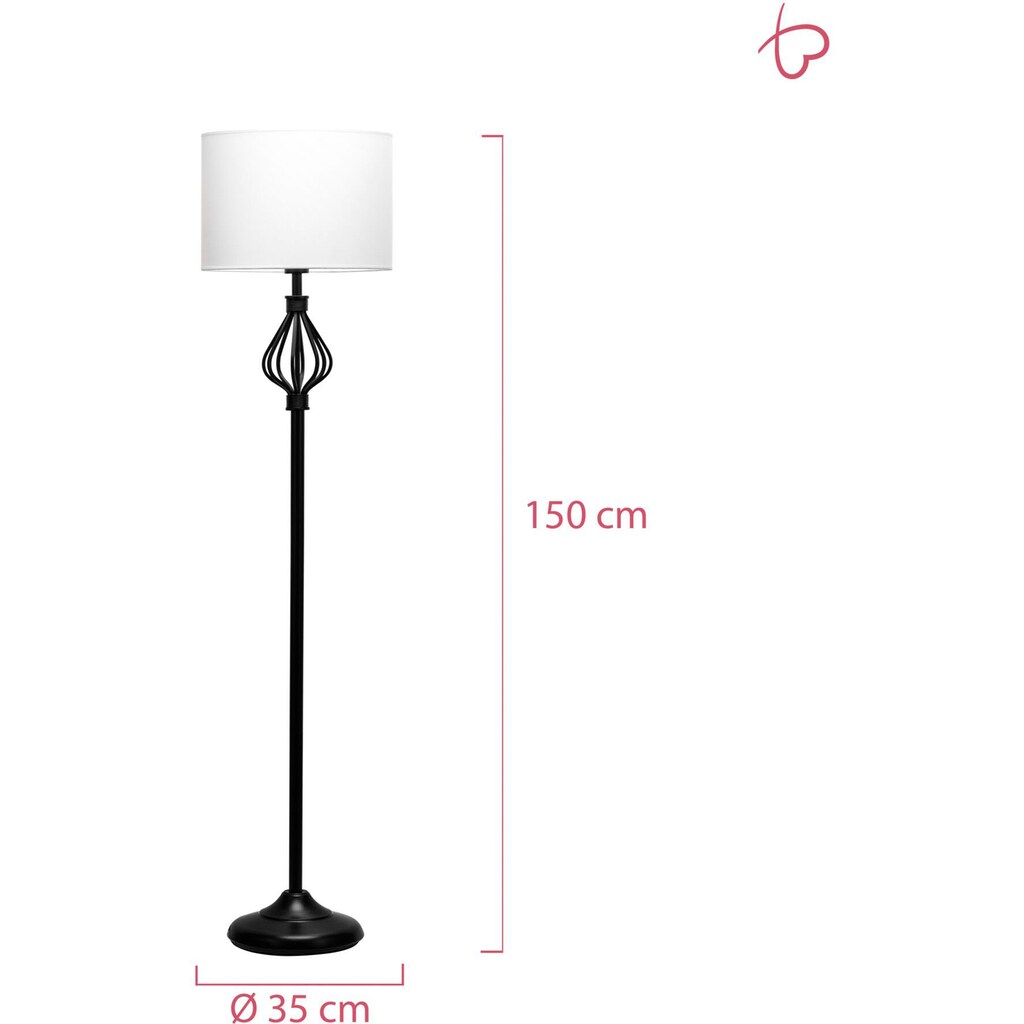 Pauleen Stehlampe »Grand Beauty max20W Weiß/Schwarz 230V Stoff/Metall«, 1 flammig-flammig, E27