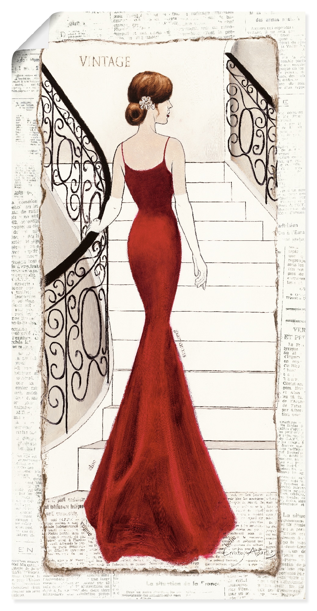 Black Friday Artland Wandbild »Die schöne in Rot«, Frau, (1 St.), als  Leinwandbild, Wandaufkleber oder Poster in versch. Größen | BAUR