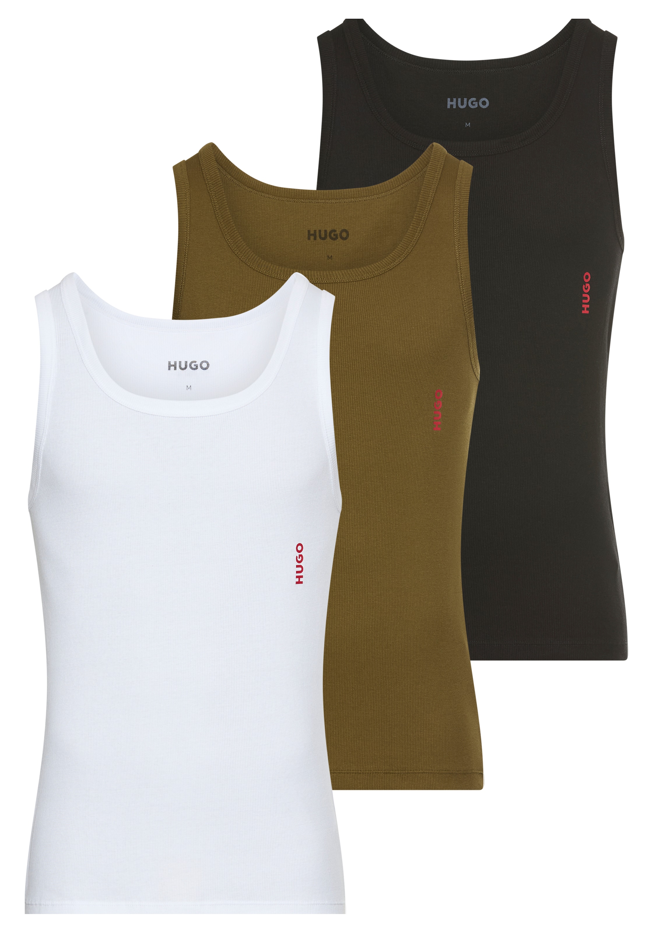 HUGO Underwear Ripptanktop, (Packung, 3 tlg., 3er), Basic, Rundhals günstig online kaufen