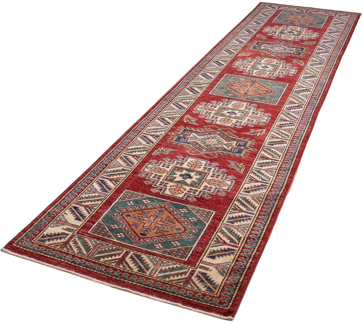 morgenland Orientteppich "Ziegler - Kazak - 327 x 79 cm - dunkelrot", rechteckig, 6 mm Höhe, Wohnzimmer, Handgeknüpft, E