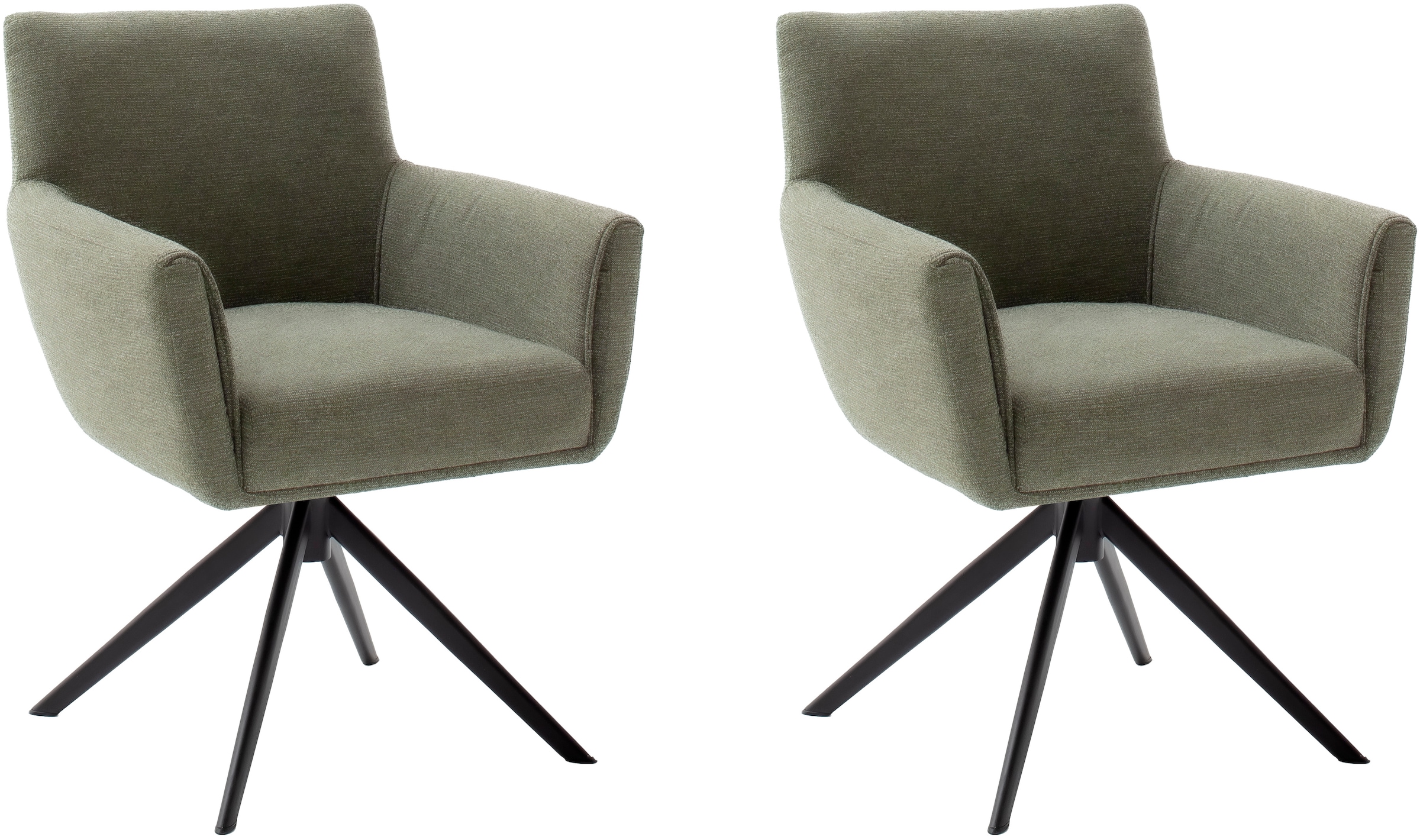 MCA furniture 4-Fußstuhl »WILSON Esszimmerstuhl, Armlehnstuhl, Polsterstuhl, modern«, (Set), 2 St., Flachgewebe, Stuhl, Armlehnenstuhl, drehbar, Taschenfederkern, belastbar 160 kg,XXL