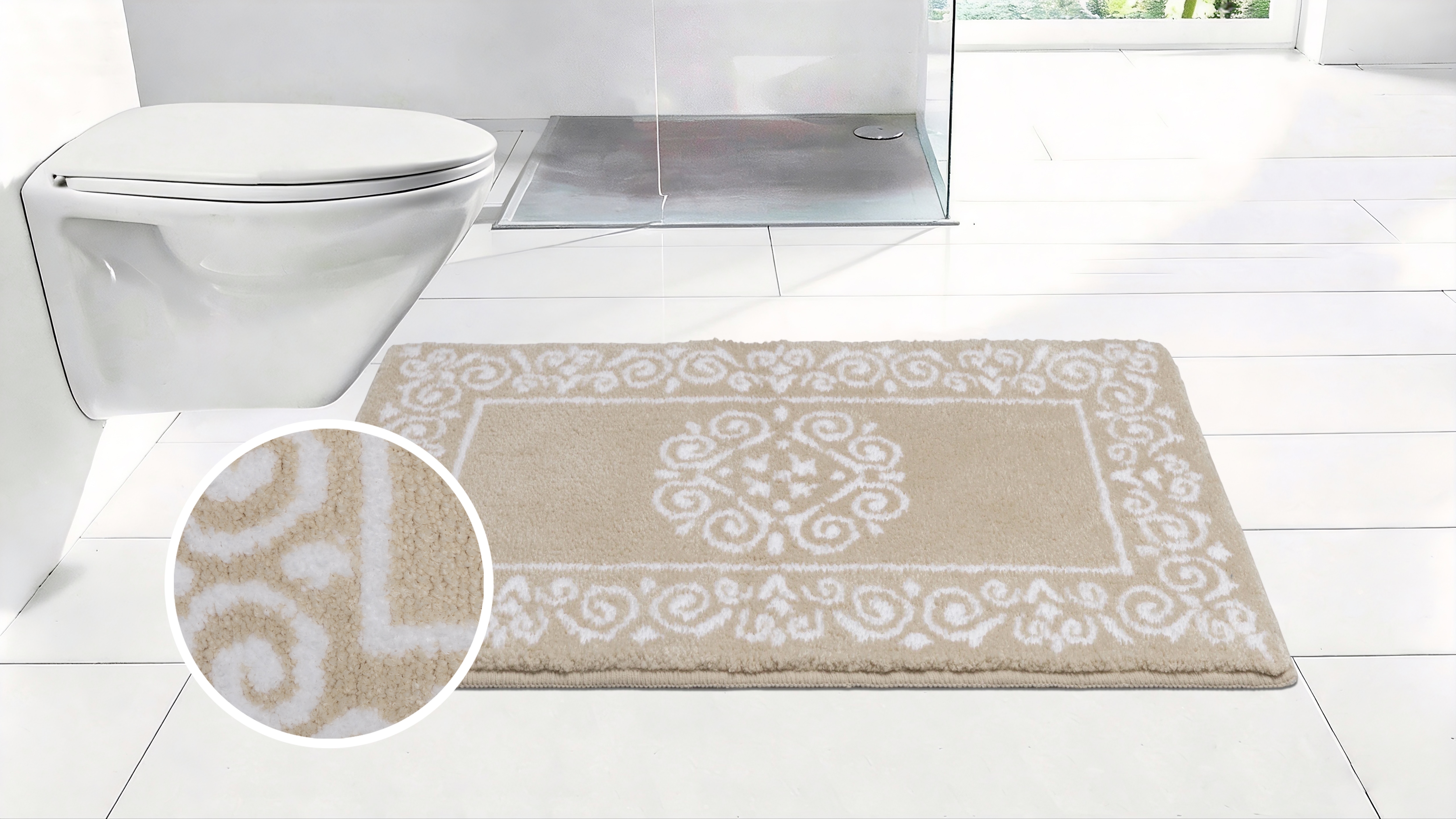 OTTO home Badematte "Dafna, Badteppich, Badvorleger, Badezimmer Teppich" Höhe 12 mm rutschhemmend beschichtet fußbodenheizungsgeeignet schnell trocknend Orient-Optik, Vintage Design