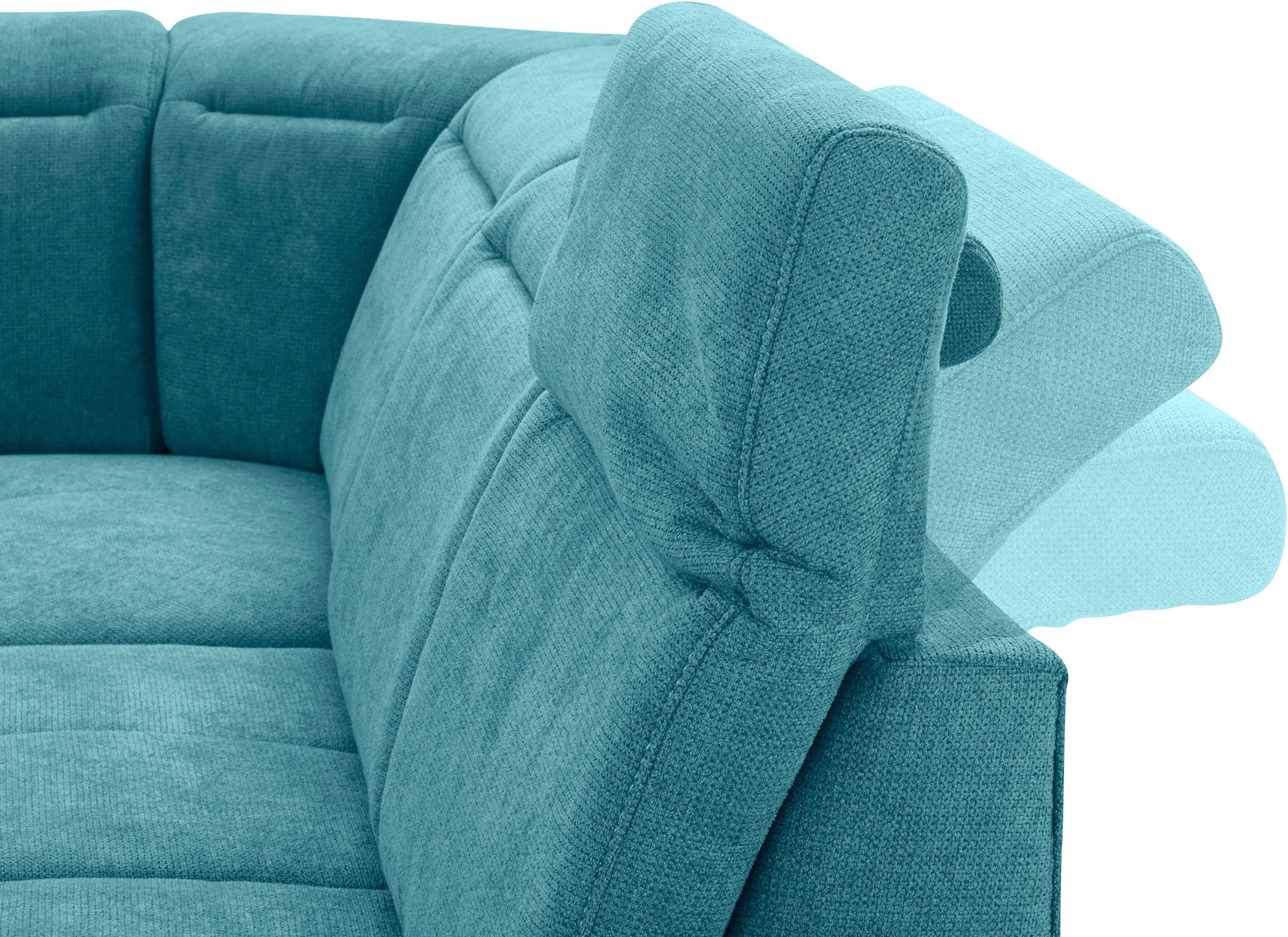 Places of Style Ecksofa »Cornwall L-Form«, incl. Sitztiefenverstellung, mit Bettfunktion und Kopfteilverstellung