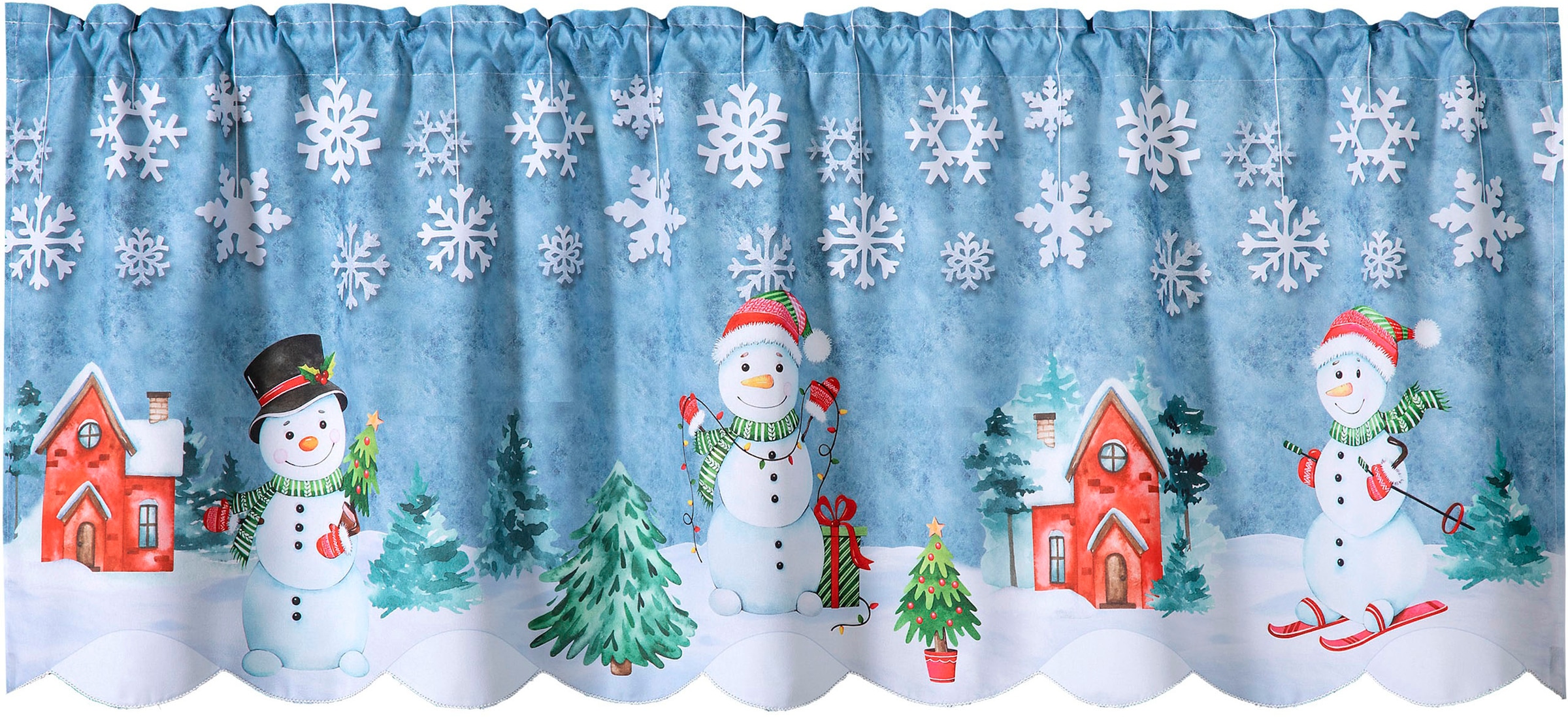 Weckbrodt Scheibengardine "Schneemann" Stangendurchzug 1 Stk. tlg. Bistro, günstig online kaufen