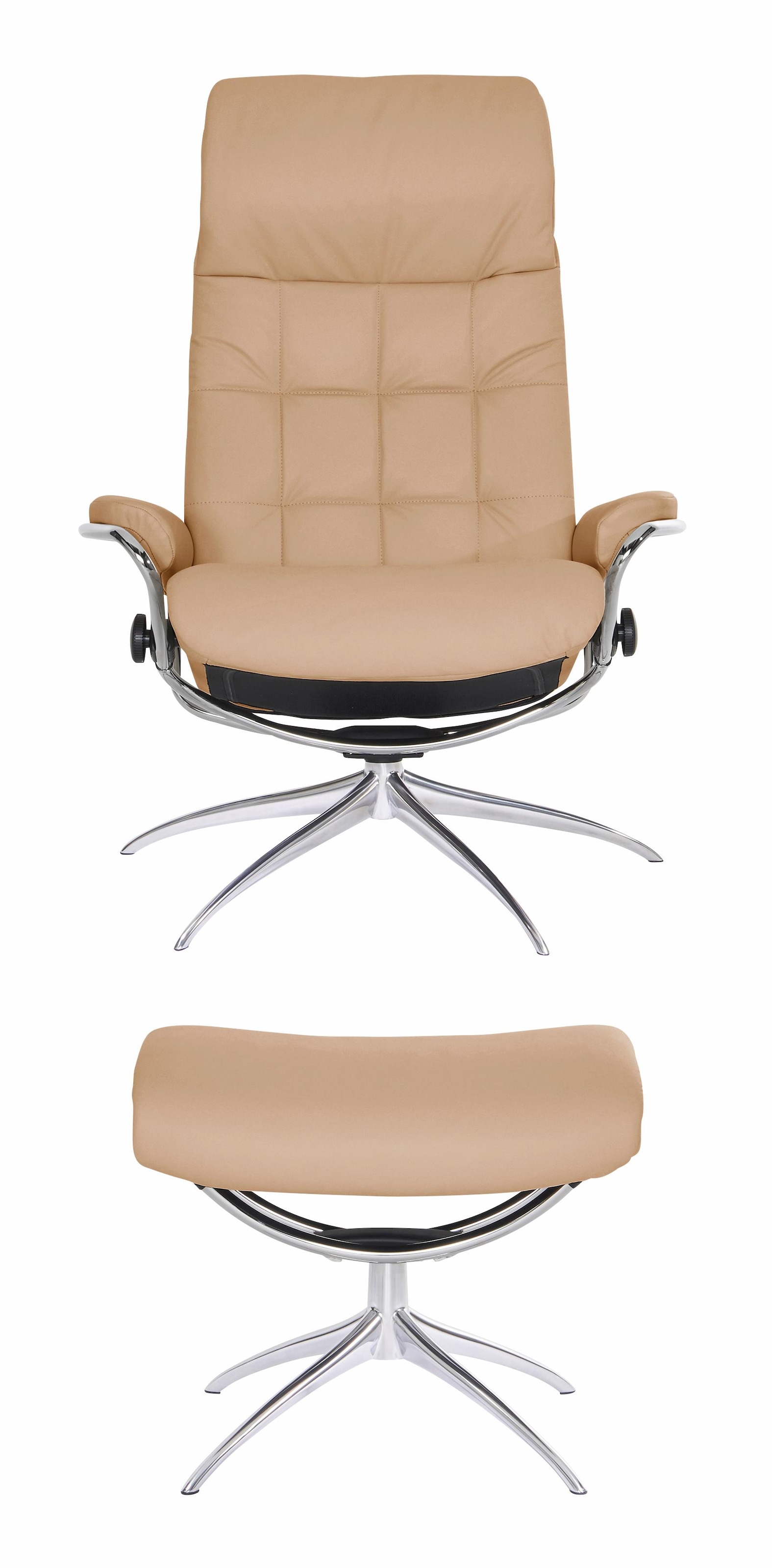 Stressless® Relaxsessel »London«, (Set, Relaxsessel mit Hocker), mit Hocker, High Back, mit Star Base, Gestell Chrom