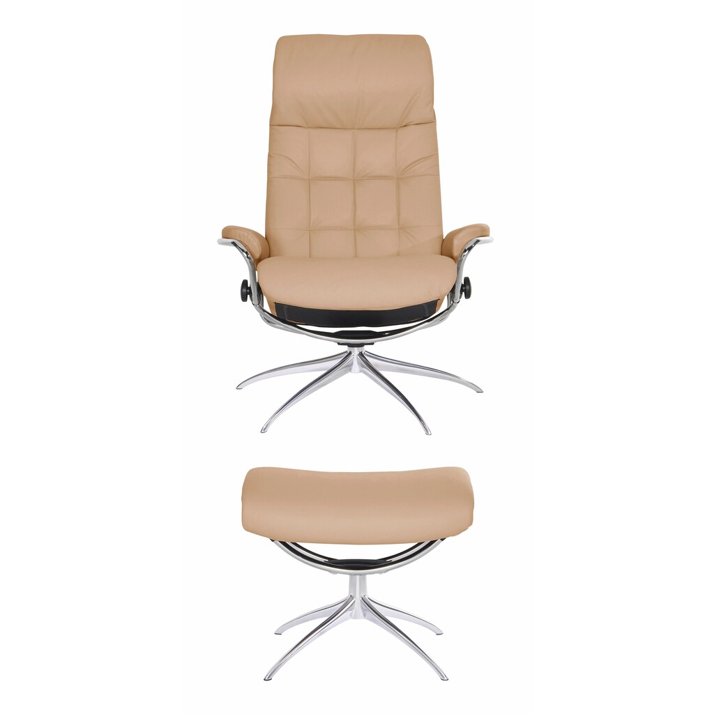 Stressless® Relaxsessel »London«, (Set, Relaxsessel mit Hocker), mit Hocker, High Back, mit Star Base, Gestell Chrom