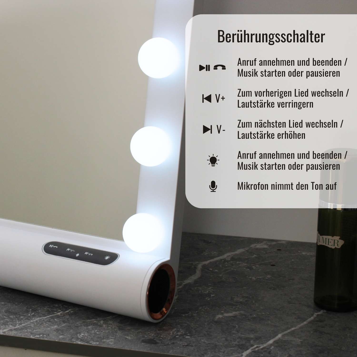 Loevschall Schminkspiegel »Anna Hollywood Spiegel mit LED-Beleuchtung & Bluetooth-Lautsprecher«