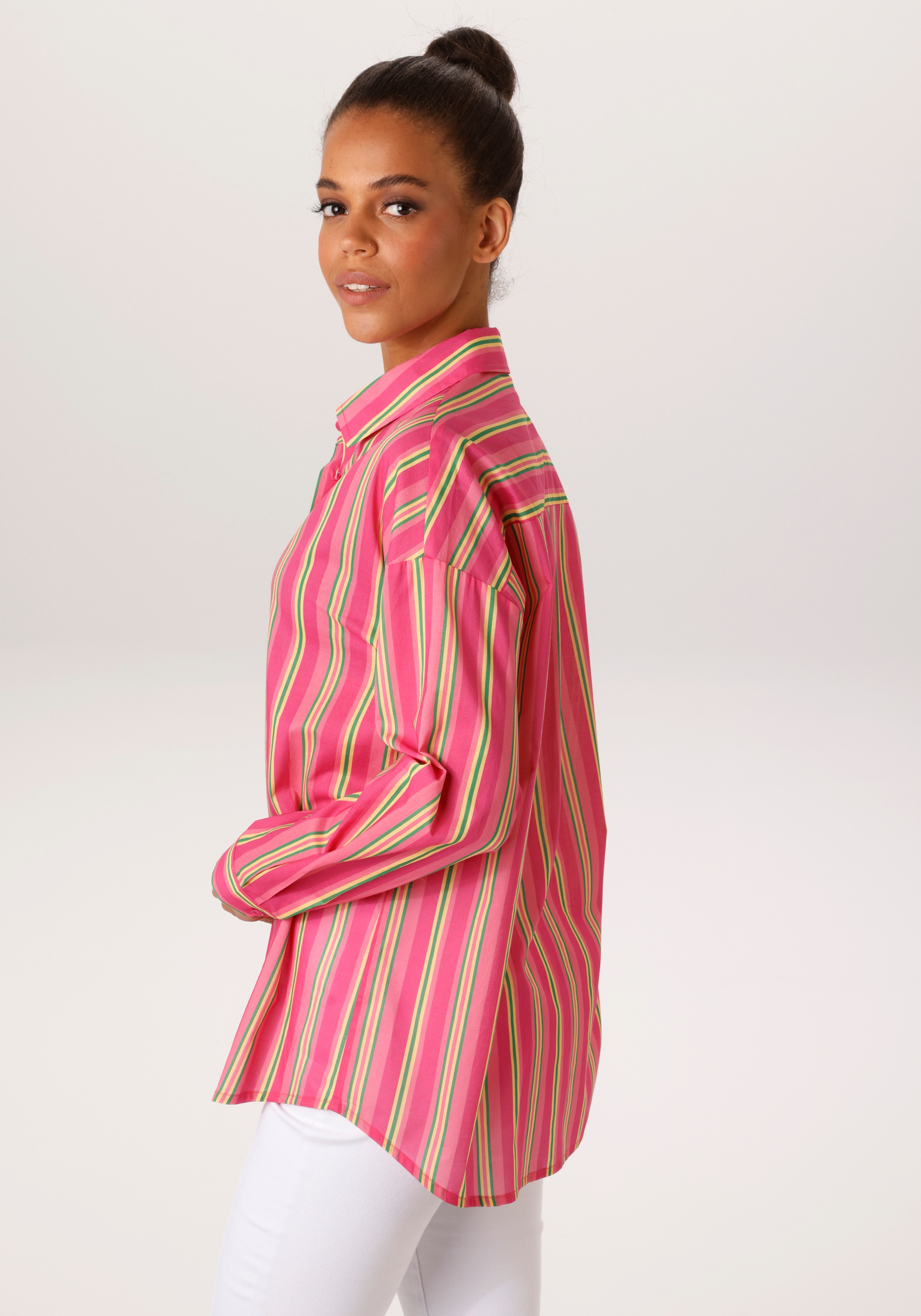 Aniston CASUAL Hemdbluse im knallfarbenem Streifen-Dessin - NEUE KOLLEKTION günstig online kaufen