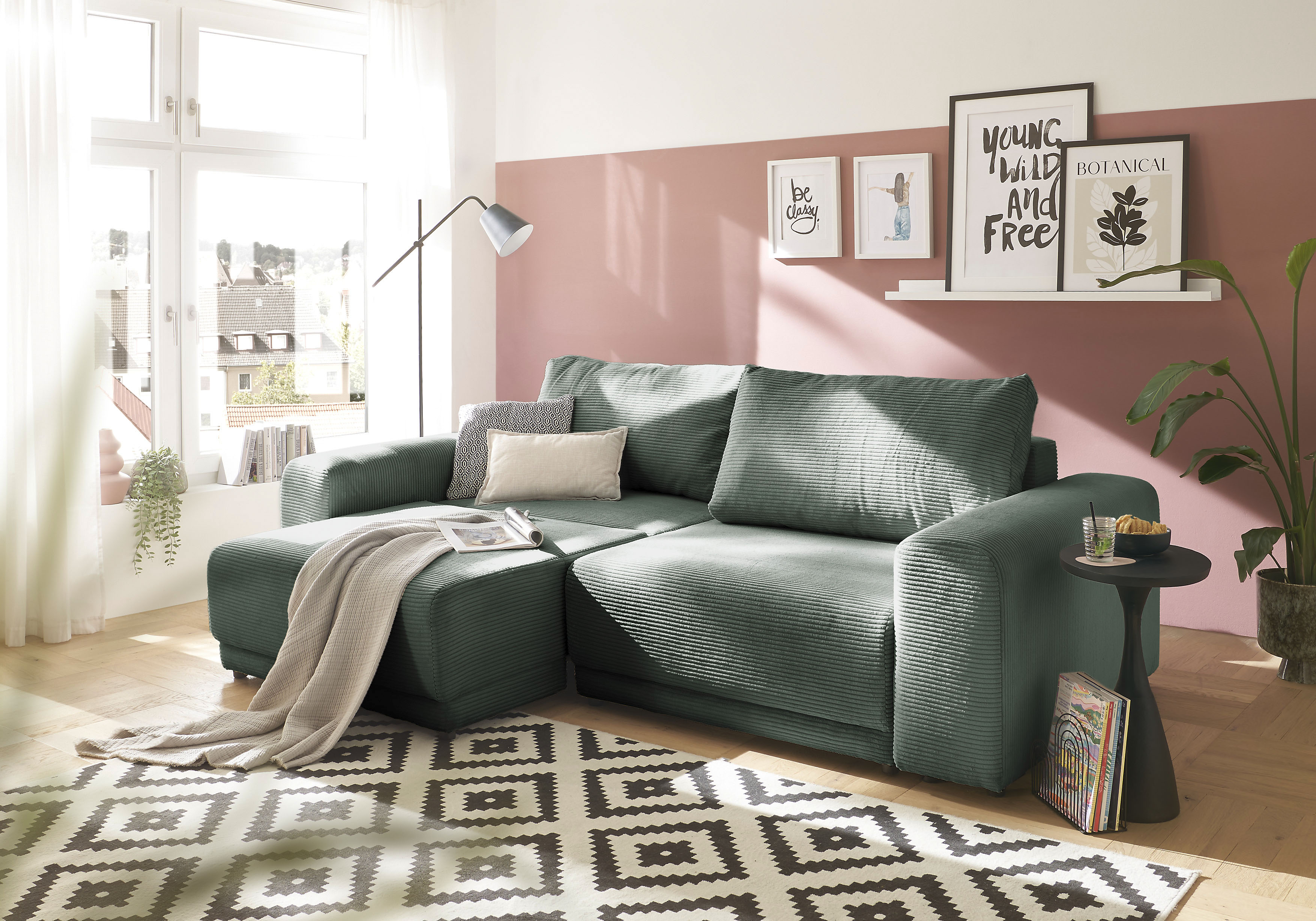OTTO home Schlafsofa "PHEELIX Cord, mit 3 Funktionen" Elemente einzeln oder gleichzeitig ausziehbar, bequemer Sitzkomfort