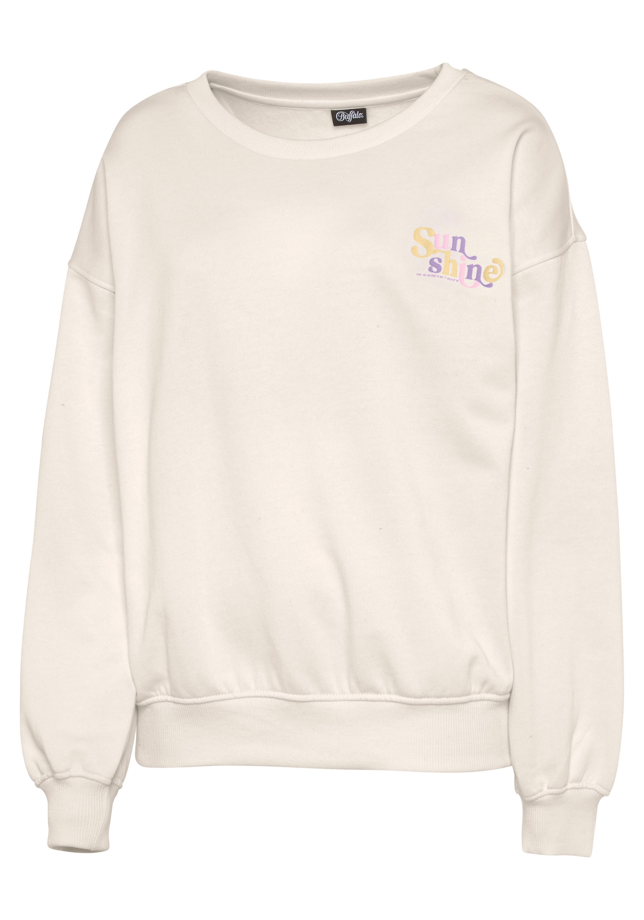 Buffalo Sweatshirt, mit Rippbündchen und Sunshine Druck, Loungewear günstig online kaufen