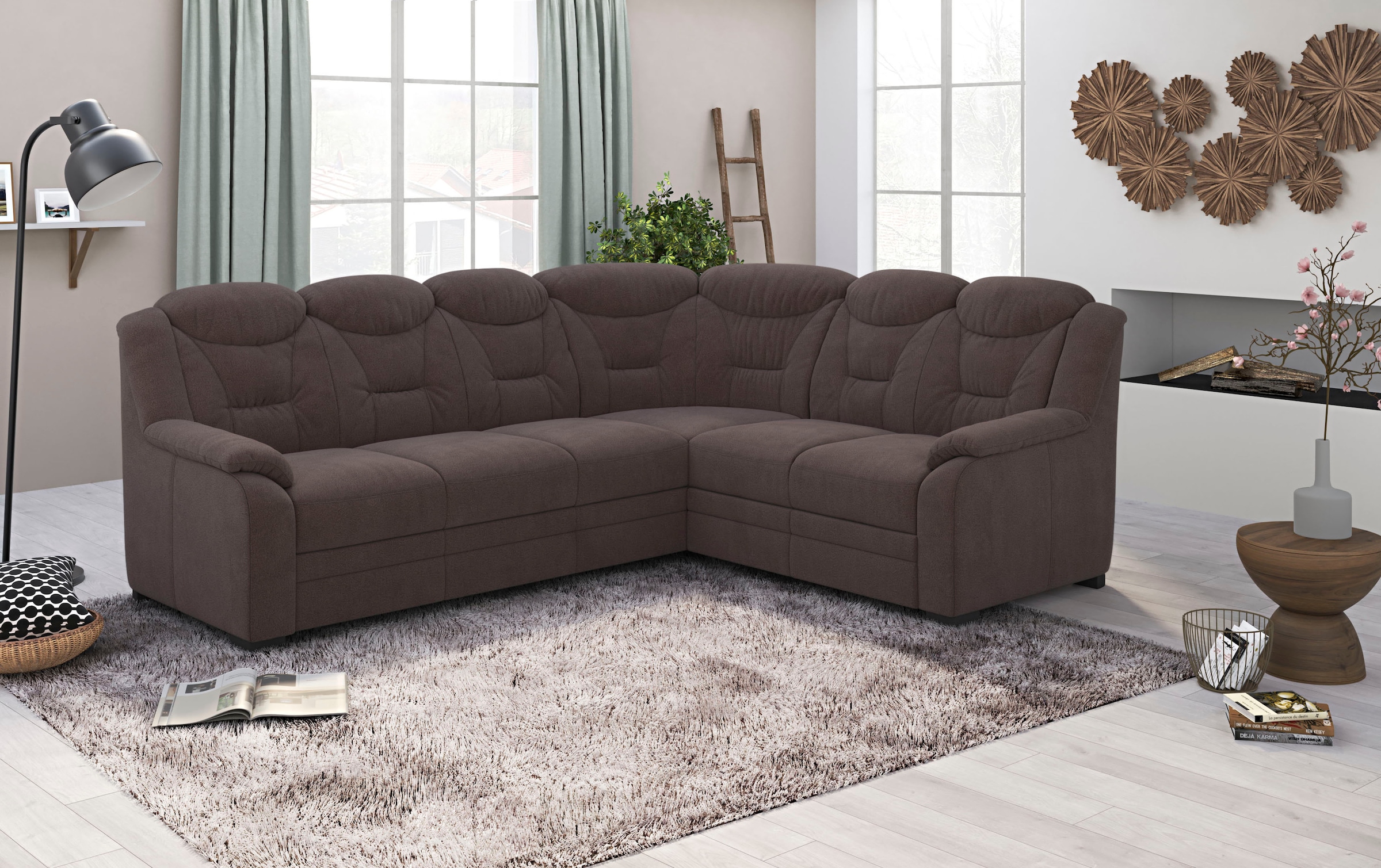 COTTA Ecksofa »Marcus L-Form«, Bequemes Ecksofa in klassischem Design mit hoher Rückenlehne