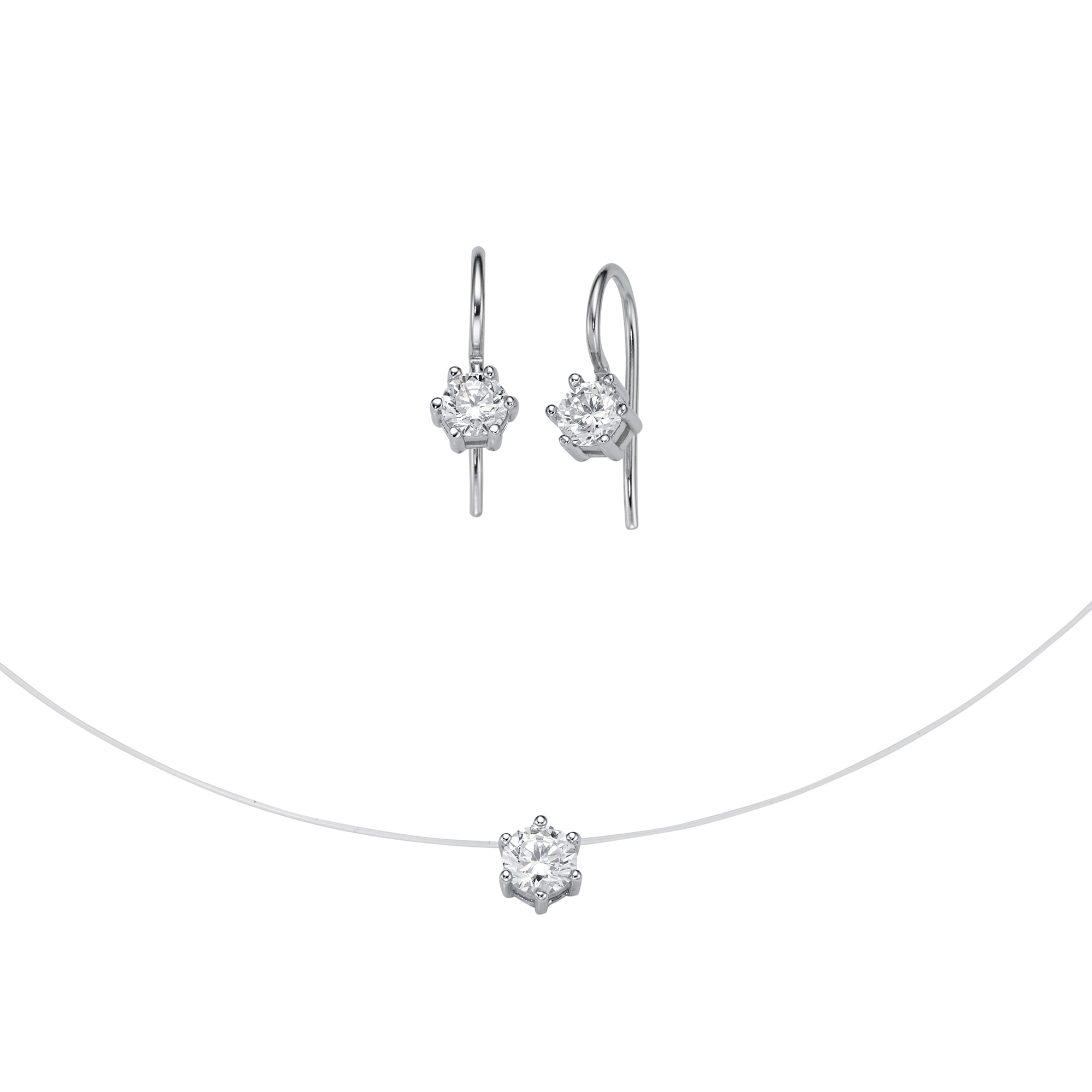Firetti Ohrring und Ketten Set »Schmuck Geschenk Silber 925 Ohrringe Halskette mit Anhänger Solitär«, (Set, 2 tlg.), mit Zirkonia (synth.)