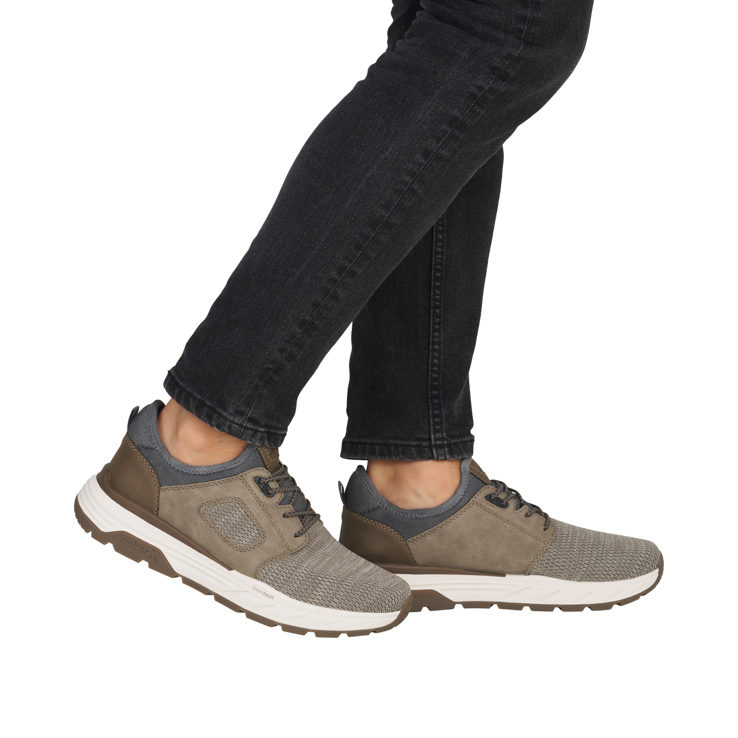 Slip-On Sneaker RIEKER, Herren, Gr. 44, taupe, braun, Lederimitat, Textil, Schuhe, Slipper, Schlupfschuh, Halbschuh, Freizeitsneaker mit Gummizug 3