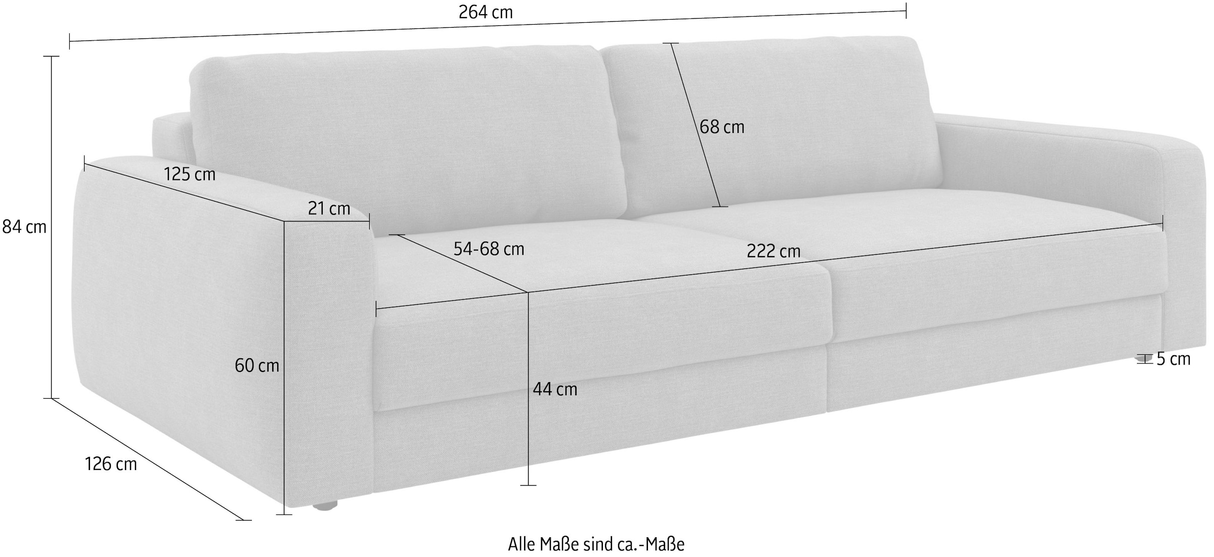 tiefe kaufen Sitzfläche, Big-Sofa bestellbar TRENDMANUFAKTUR BAUR Sitztiefenverstellung extra (2 »Bourbon«, mit wahlweise | St.),