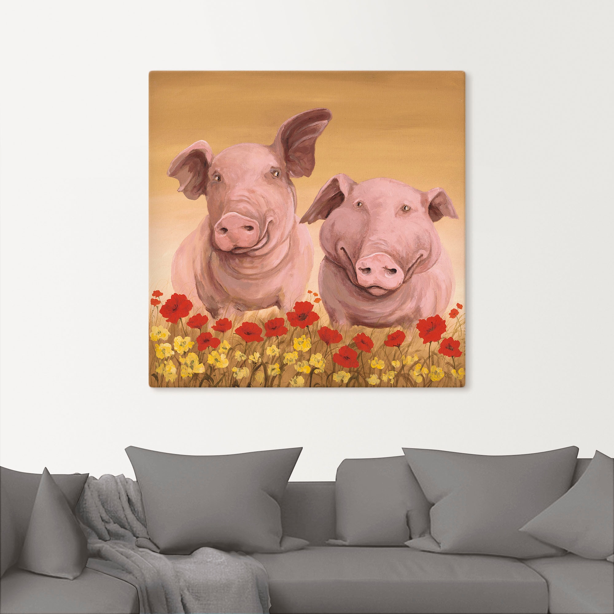Artland Leinwandbild »Schweine«, Haustiere, (1 St.), auf Keilrahmen gespannt