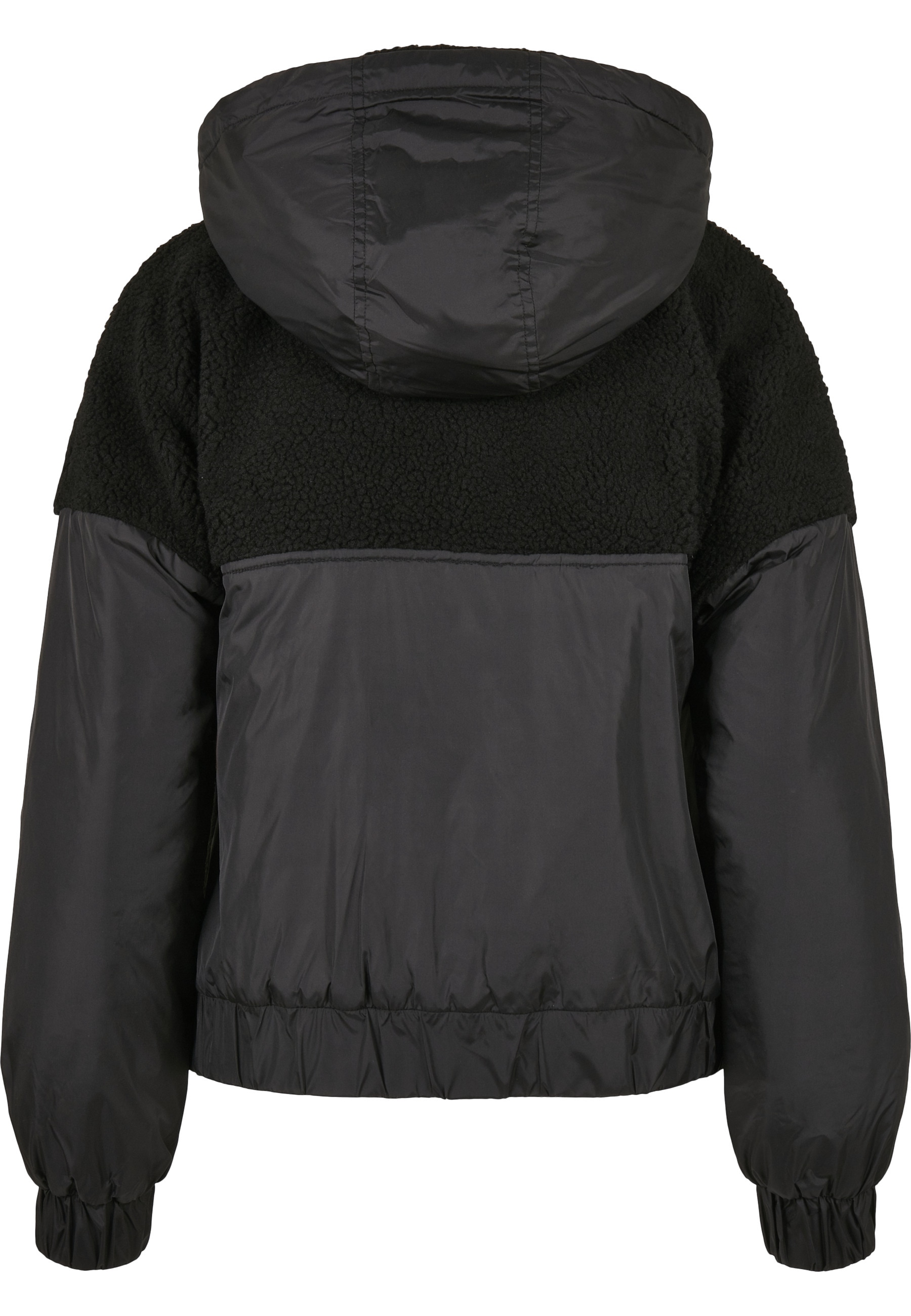 URBAN CLASSICS Winterjacke »Urban Classics Damen Ladies Sherpa Mix Pull Over Jacket« 1 Stk. tlg. mit Kapuze
