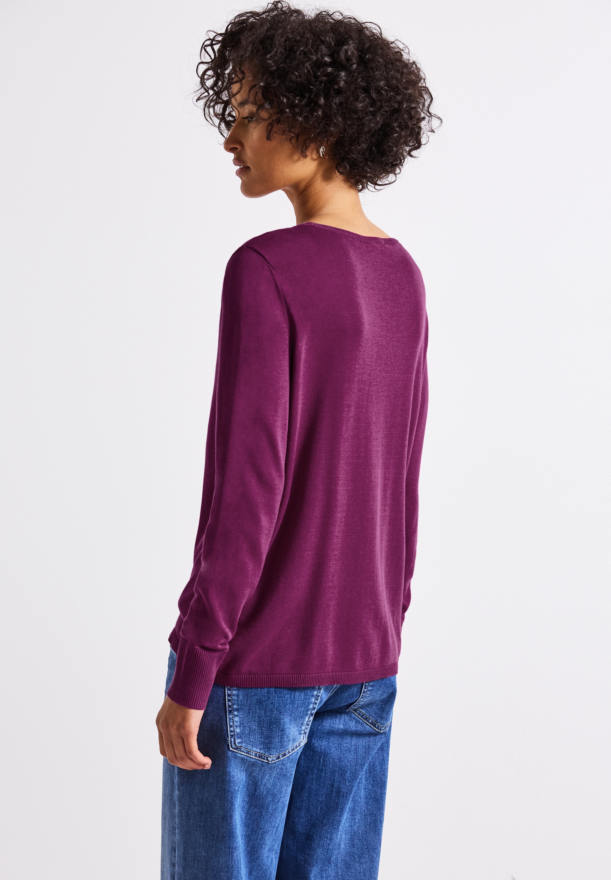 STREET ONE Strickpullover, aus elastischem Materialmix