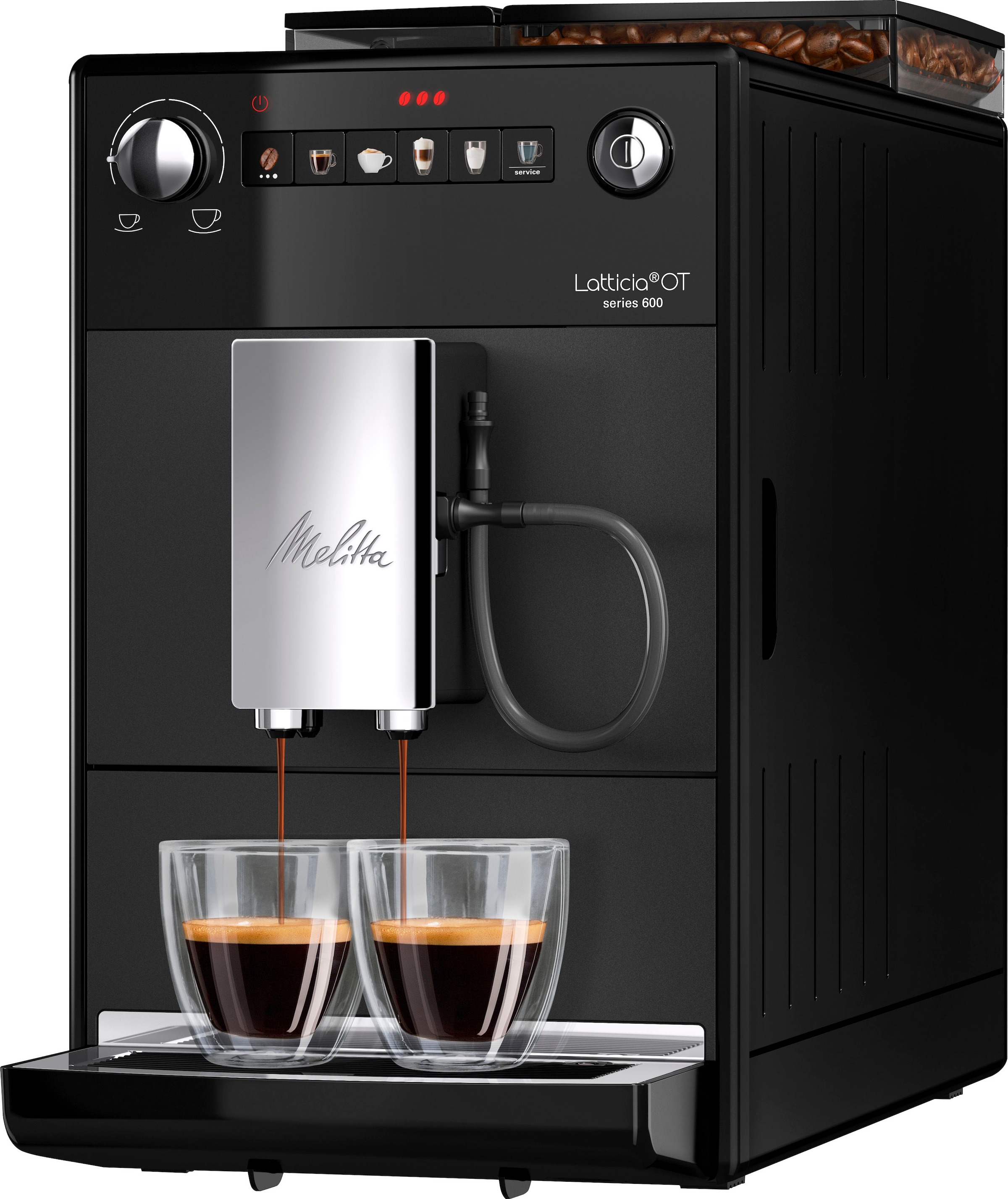 Melitta Kaffeevollautomat »Latticia® One Touch F300-100, schwarz«, kompakt, aber XL Wassertank & XL Bohnenbehälter