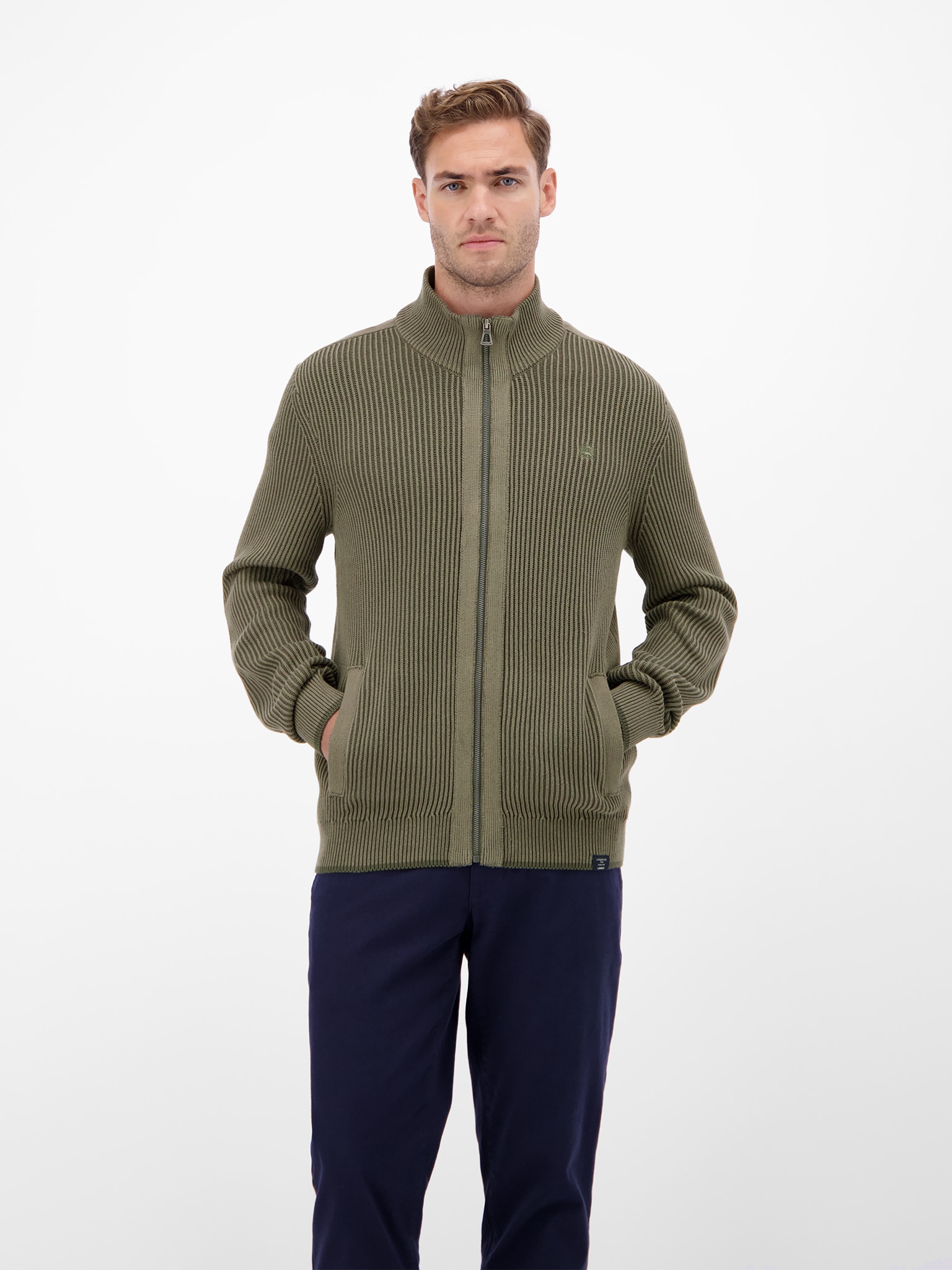 LERROS Strickjacke, mit Stehkragen und sportiver Struktur günstig online kaufen