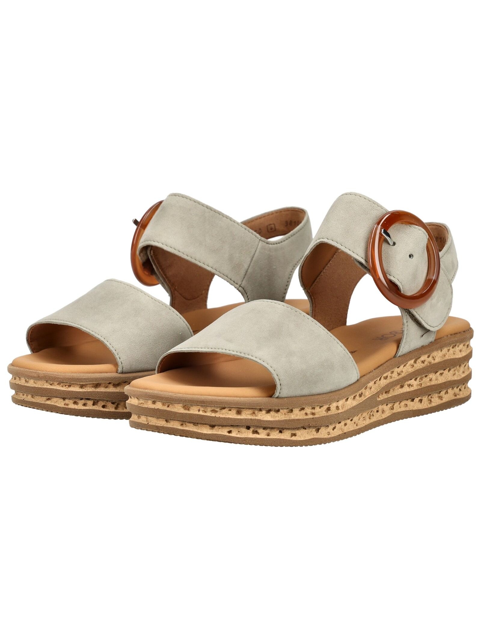 Keilsandalette GABOR "Gabor Sandalen Leder", Damen, Gr. 39, grün, Leder, Schuhe 3