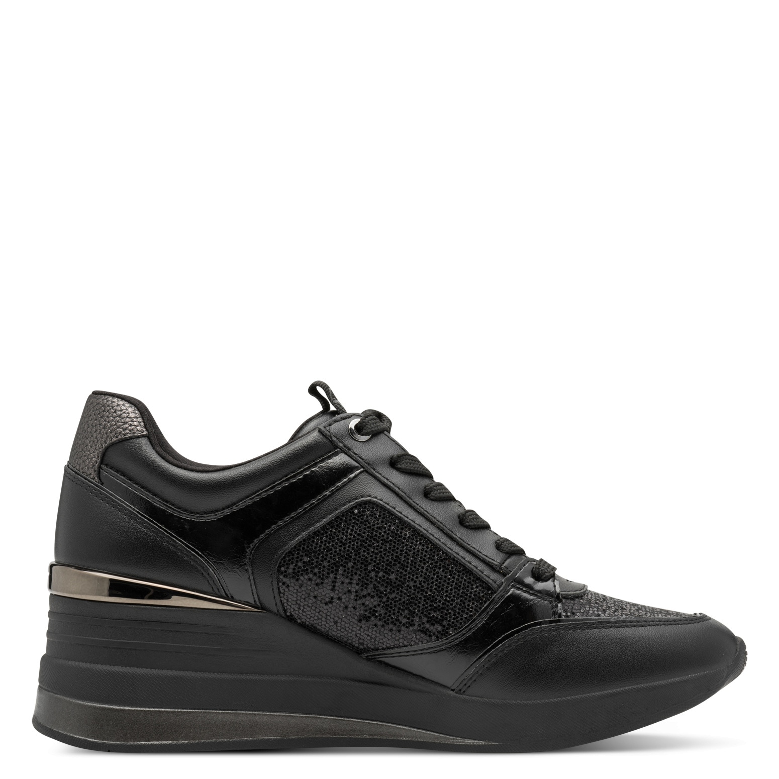 Tamaris Keilsneaker, Freizeitschuh, Halbschuh, Schnürschuh mit Glitzerdetails