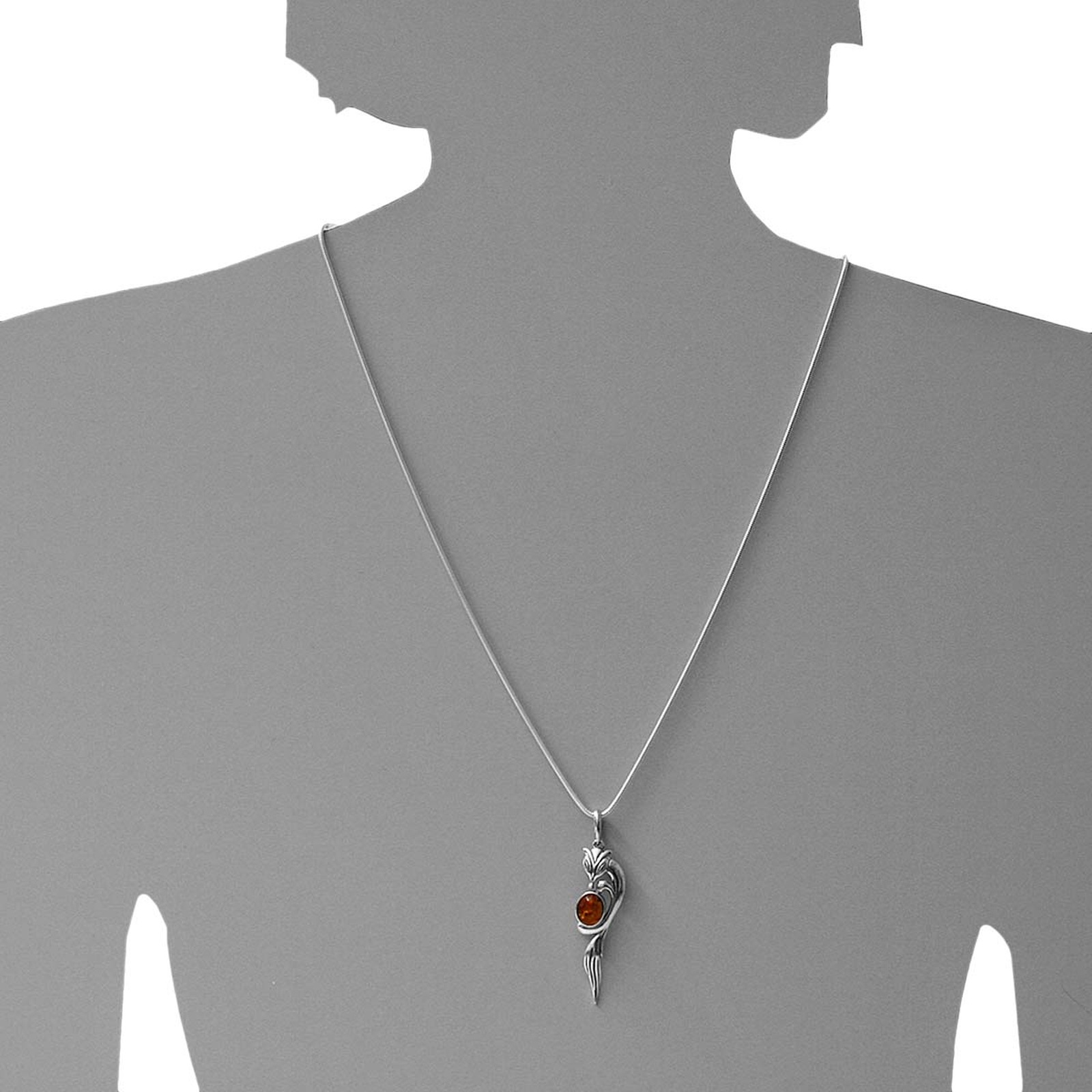 Kette mit Anhänger OSTSEE-SCHMUCK "- Fuchs - Silber 925/000 - Bernstein" Gr. 45, silber (silber 925, silberfarben, weiß), Schmuck_Sets, Damen, 45, Silber 925 (Sterlingsilber) 2
