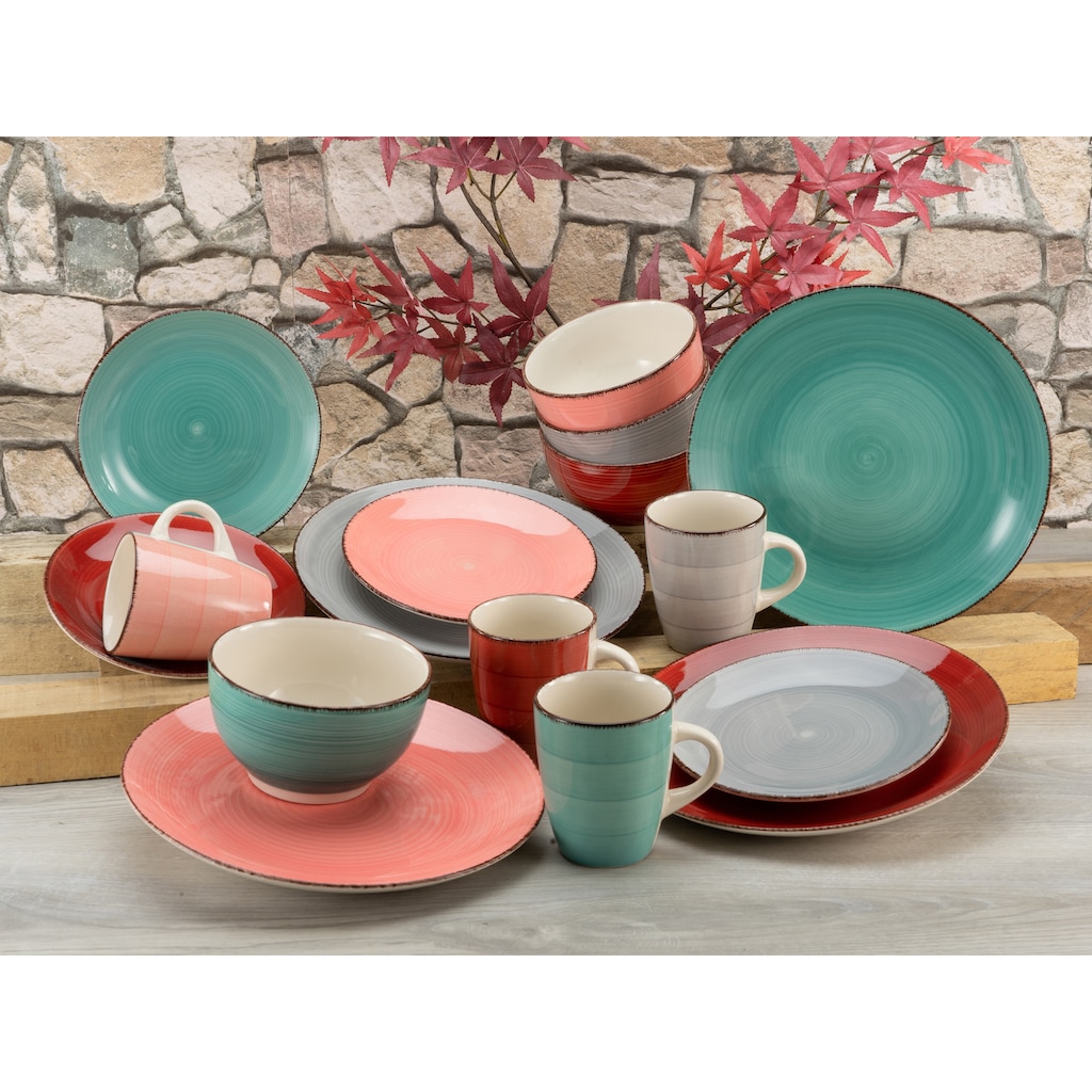 CreaTable Kombiservice »Geschirr-Set Bella Casa Fashion«, (Set, 16 tlg., Kaffeeservice und Tafelservice im Set, für 4 Personen)