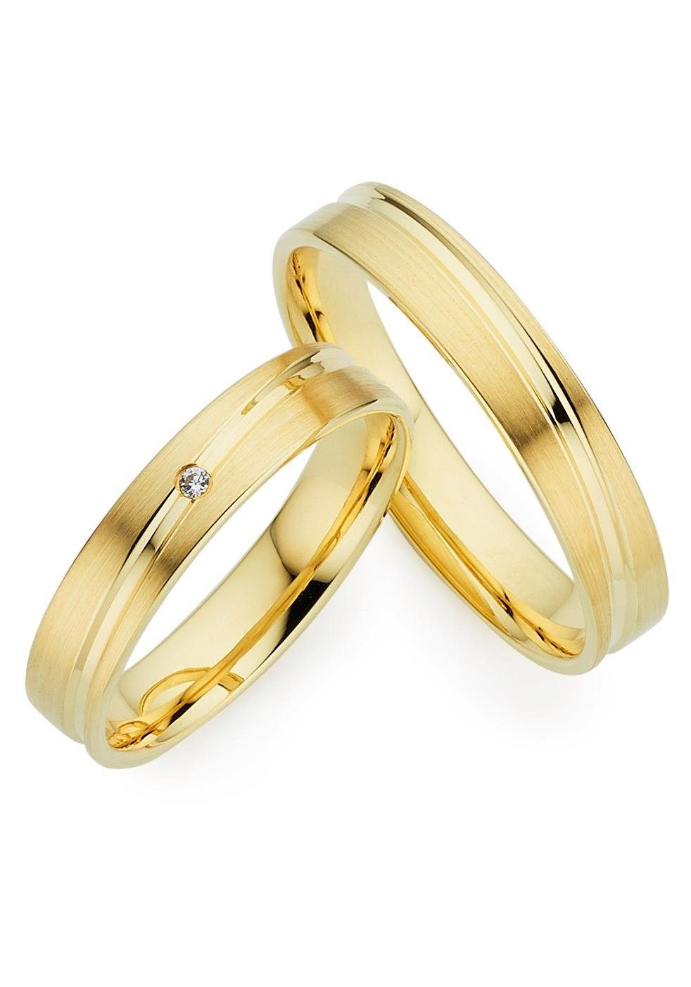 Trauring PHÖNIX "Schmuck Geschenk Gold 333 Trauring Ehering LIEBE versch. Varianten" Gr. 49, gold (gelbgoldfarben), Fingerringe, Damen, 49, 0,01 SI = kleine Einschlüsse mit Brillant, Gelbgold 333, 4mm, Trauring, Made in Germany, wahlweise mit oder ohne Br