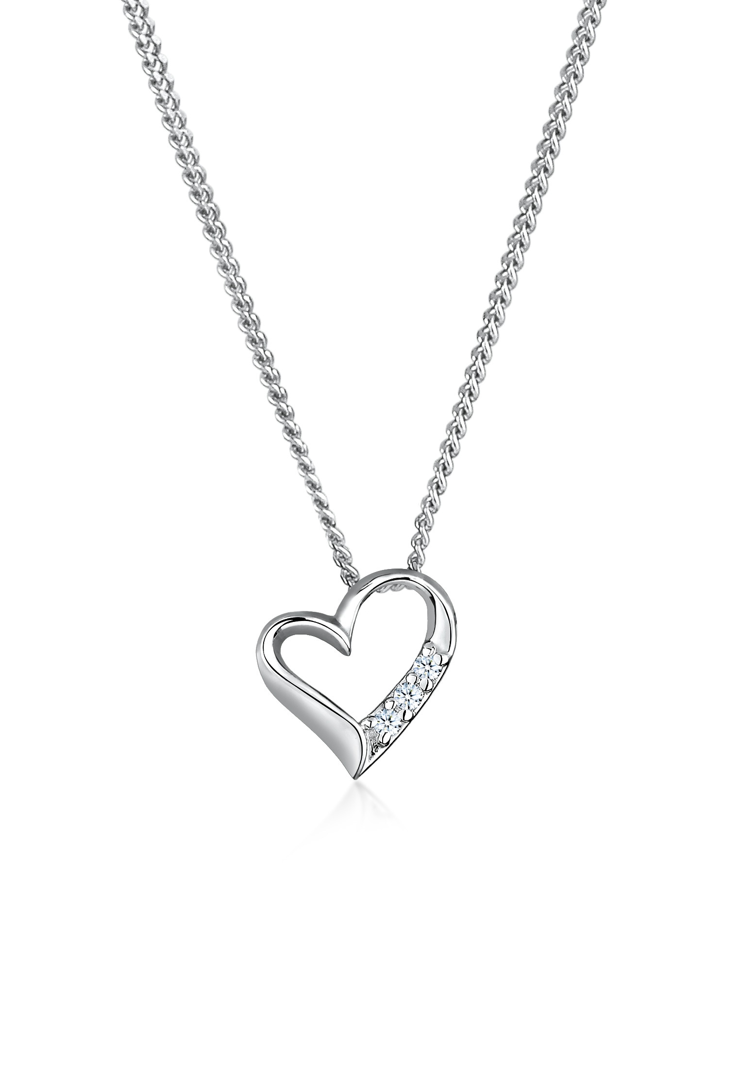 Elli DIAMONDS Collierkettchen »Herz Liebe Diamant (0.06 ct.) 925 Silber«