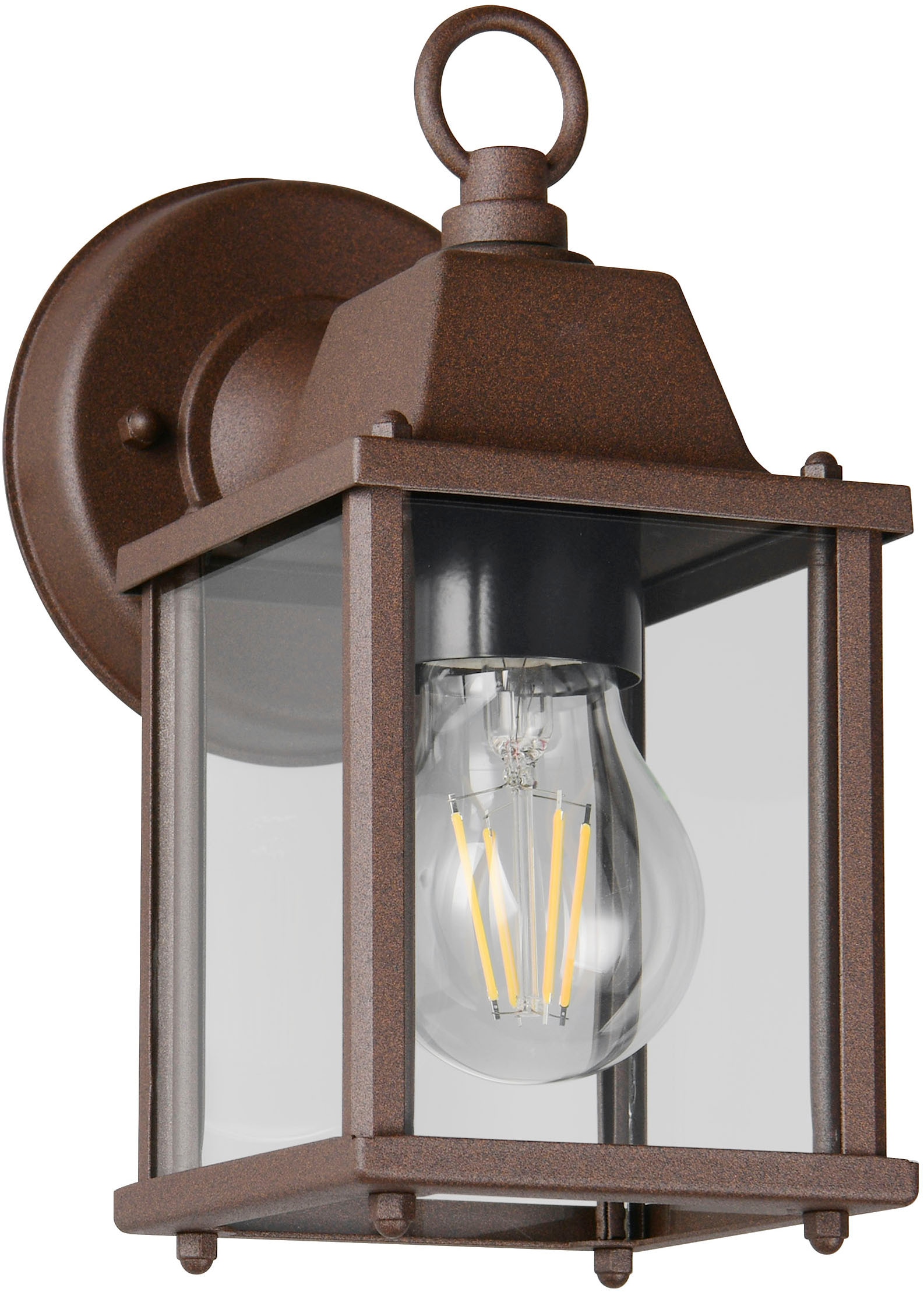 TRIO Leuchten Außen-Wandleuchte »MIRANDE, Hauswand Leuchte Laterne mit Glasschirm, exkl 1x E27 max 40W«, 1 flammig, Leuchtmittel E27 | Leuchtmittel wechselbar, IP23, Outdoor Wandlampe für wechselbare Leuchtmittel Höhe 23cm