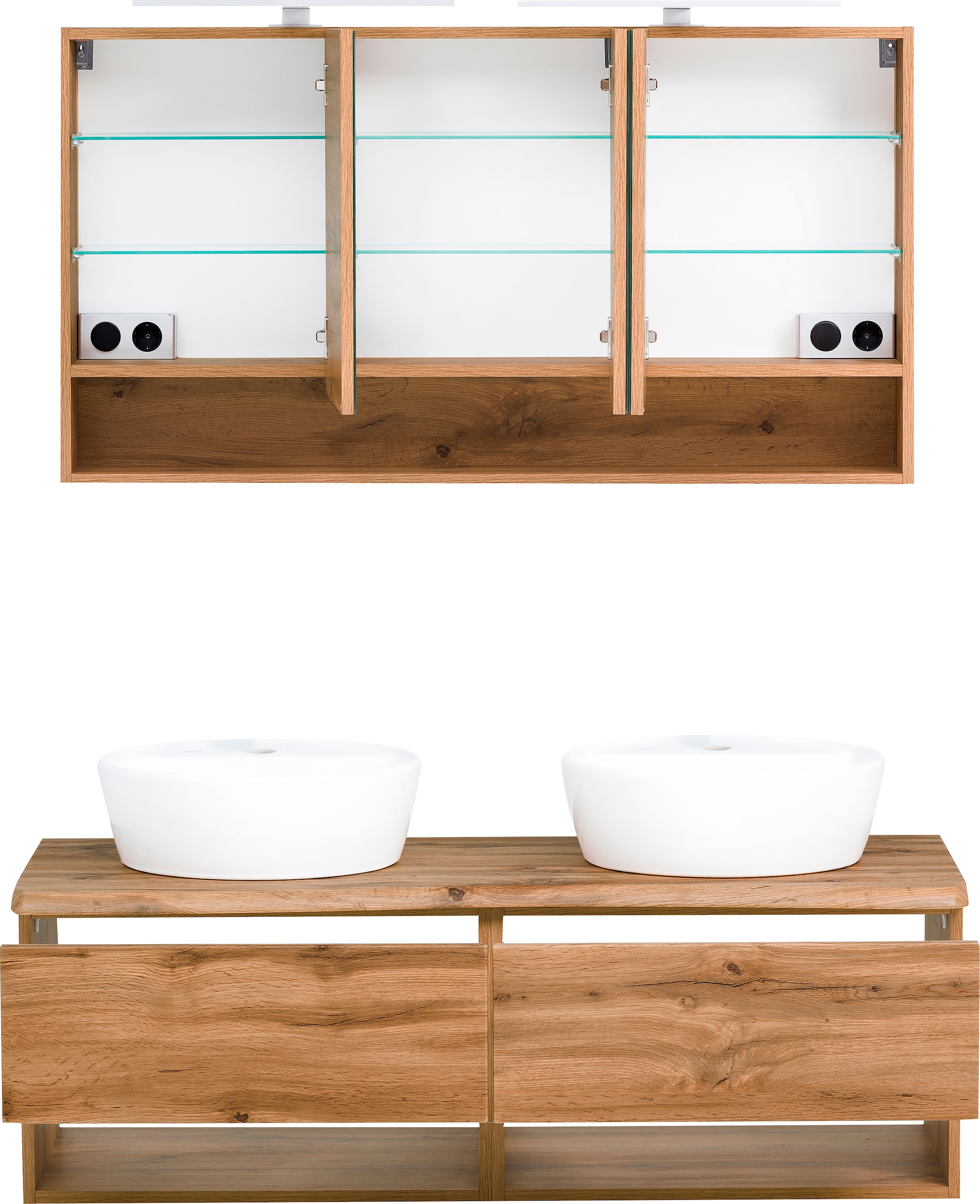 welltime Badmöbel-Set "Stubach" Spiegelschrank und Waschtisch, 2 Stk. tlg. günstig online kaufen