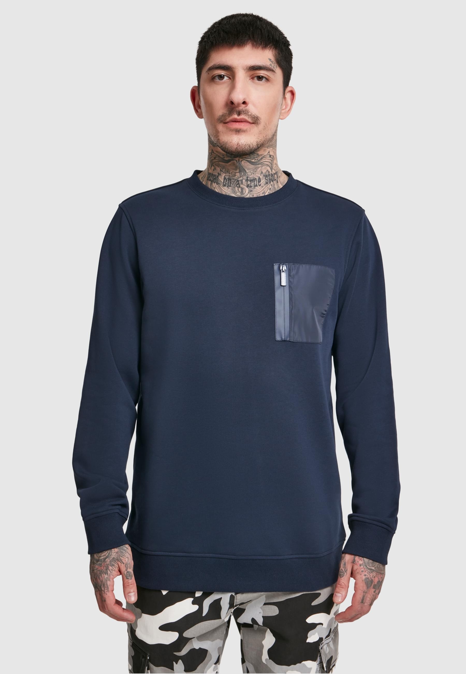 URBAN CLASSICS Rundhalspullover »Urban Classics Herren Military Crew«, (1 tlg.)