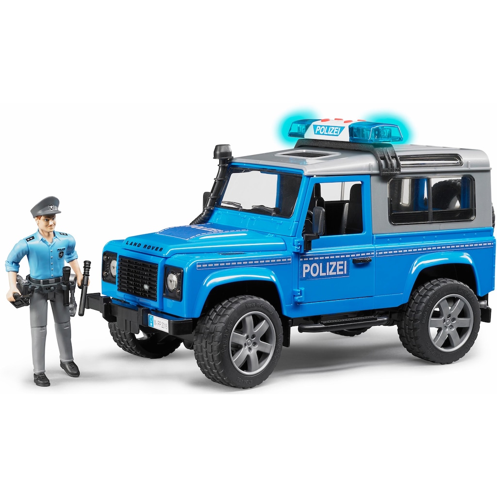 Bruder® Spielzeug-Polizei »Land Rover Defender St. Wagon Polizeifahrzeug, 1:16, blau«