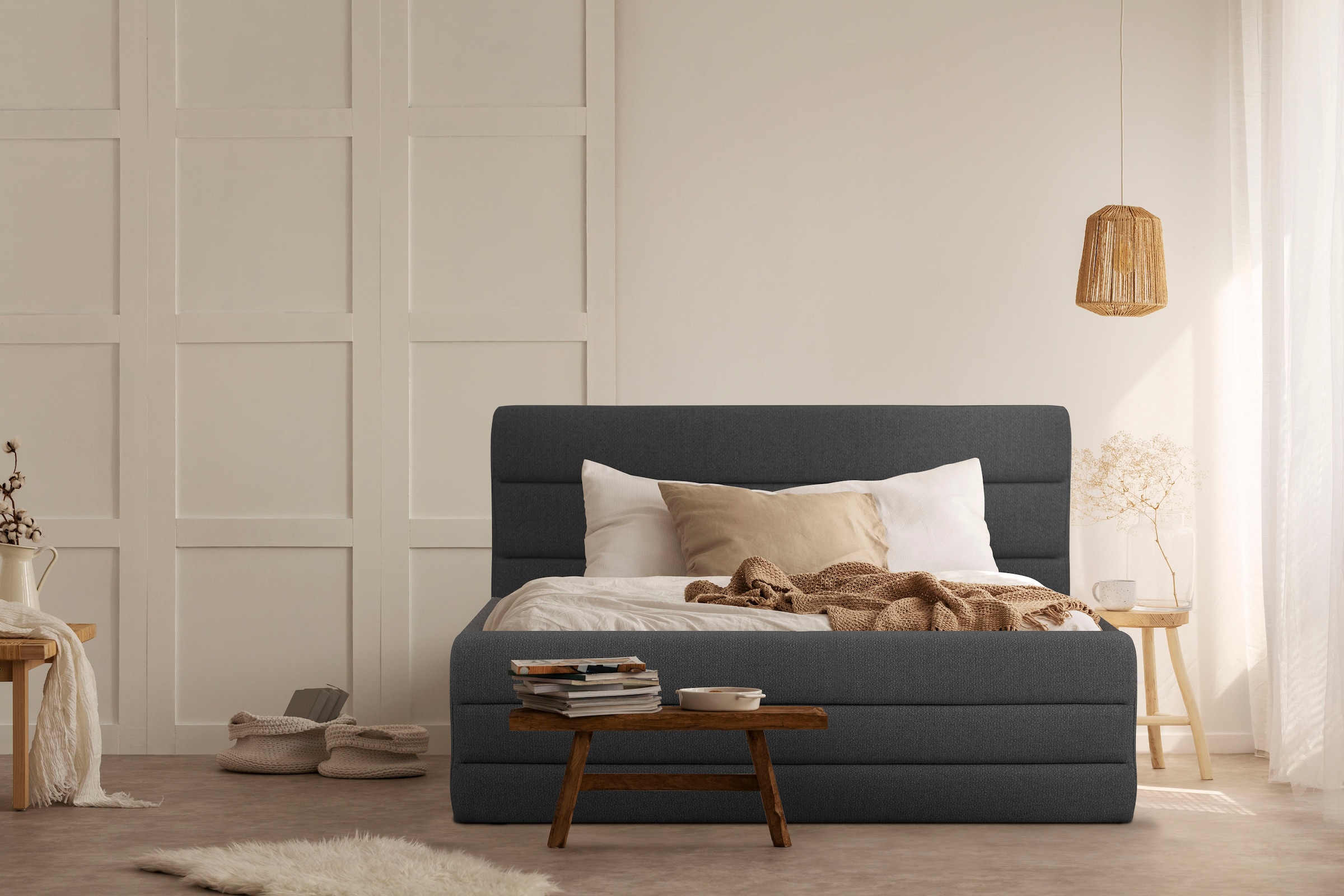 Home affaire Polsterbett "Merrit" Quernaht im Kopf- und Fußteil, in 5 Breit günstig online kaufen