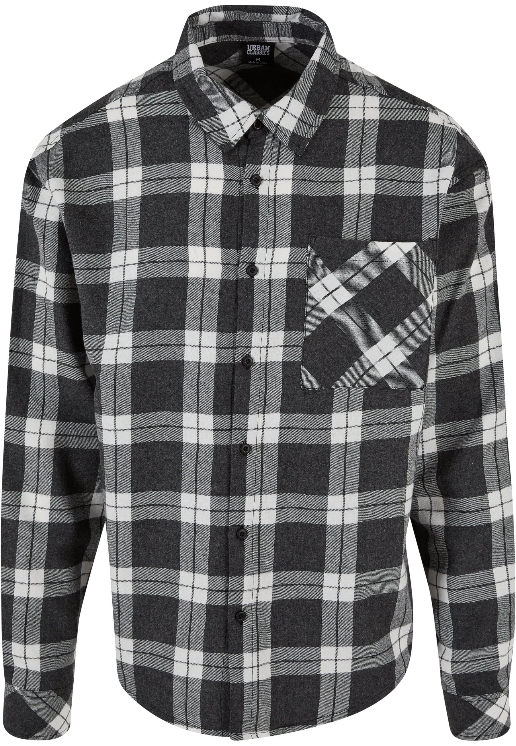 URBAN CLASSICS Langarmshirt "Herren Boxy Dark Checked Shirt", (1 tlg.) günstig online kaufen