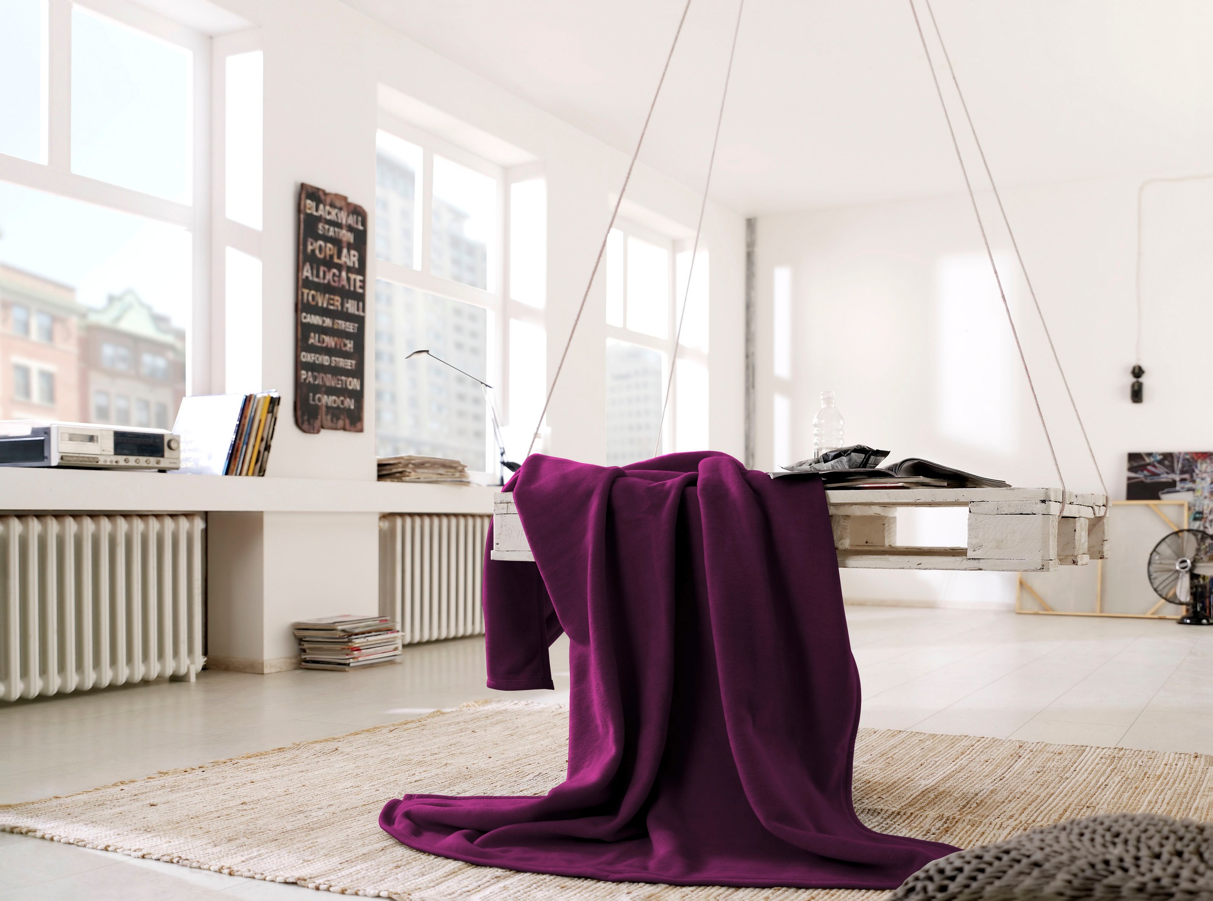 Biederlack Wohndecke "Cotton Home" im Uni Design, Kuscheldecke