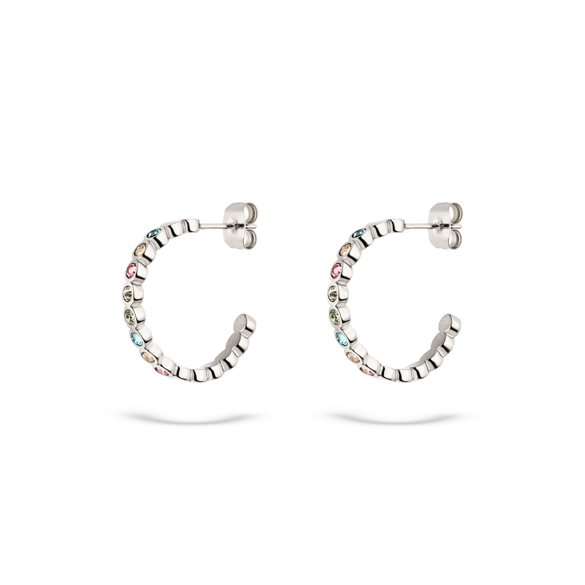 Tamaris Paar Creolen »Schmuck Geschenk Edelstahl Ohrstecker Colorful Circle« mit Zirkonia (synth.)