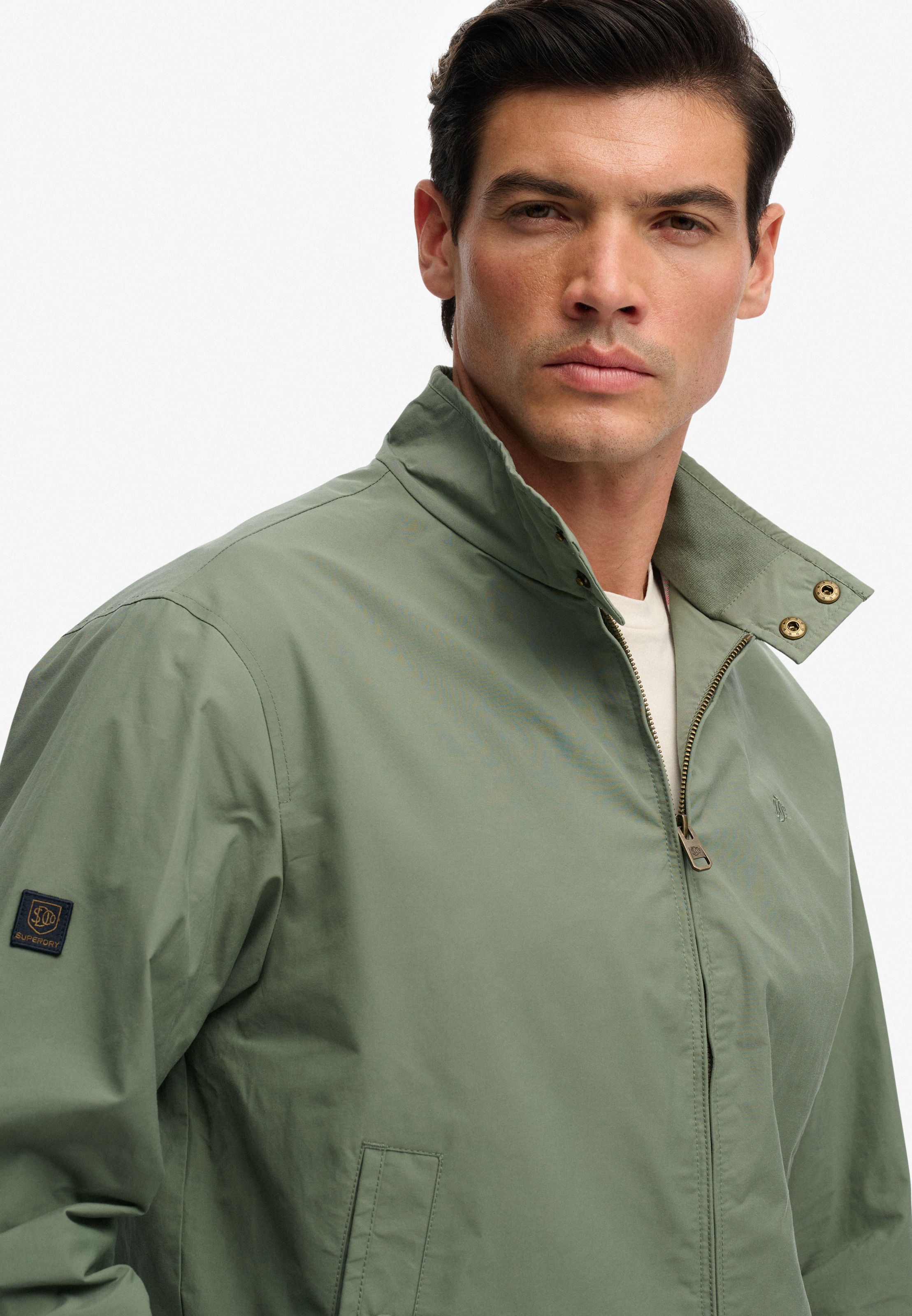 Superdry Parka »CLASSIC HARRINGTON JACKET« ohne Kapuze Relaxed Fit, mit hochschließendem Kragen, aus Polyester und Baumwolle