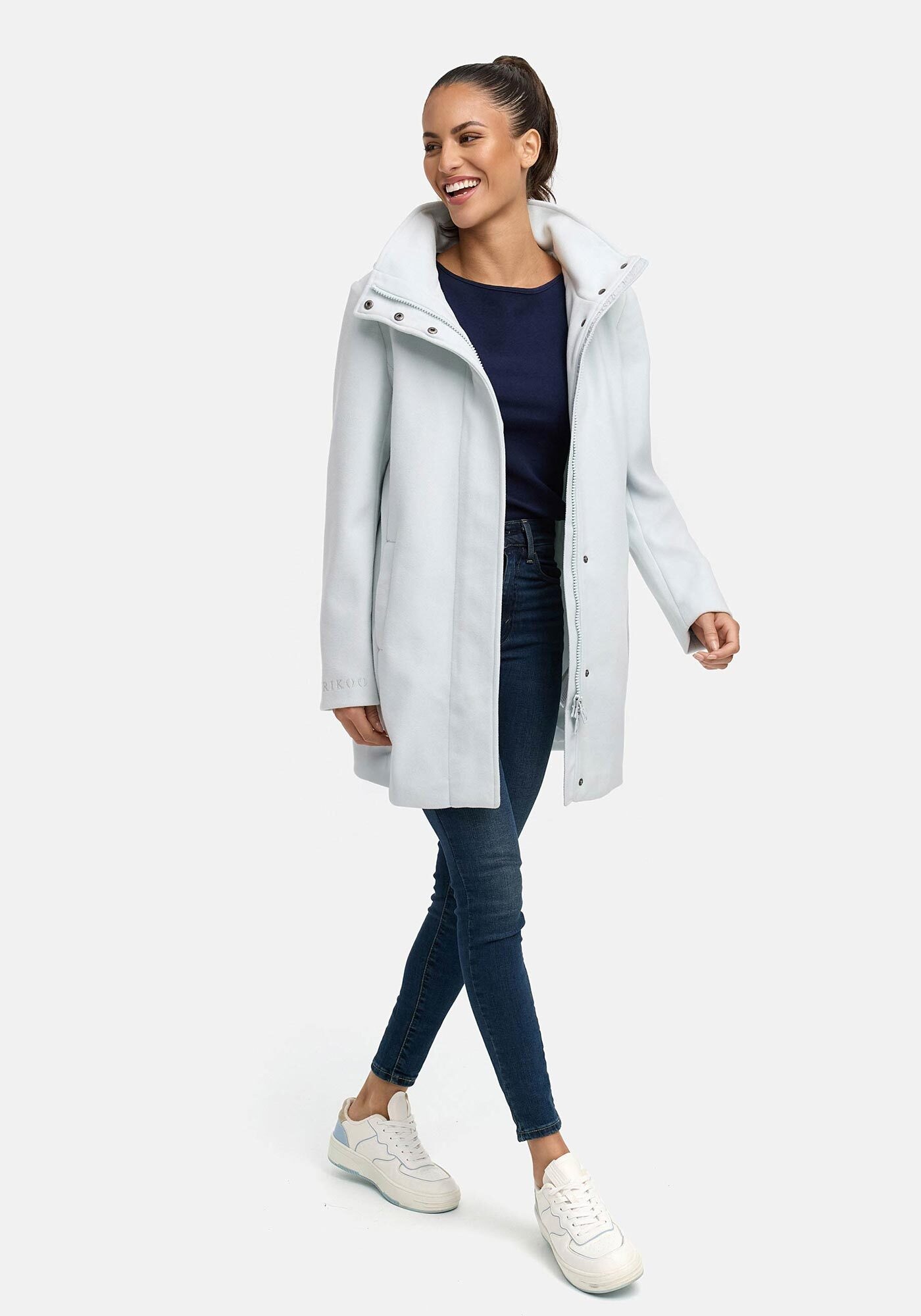 Marikoo Kurzmantel »Katalinaa«, Eleganter Wickel Mantel mit Taillengürtel und Oversized Hood Kapuze
