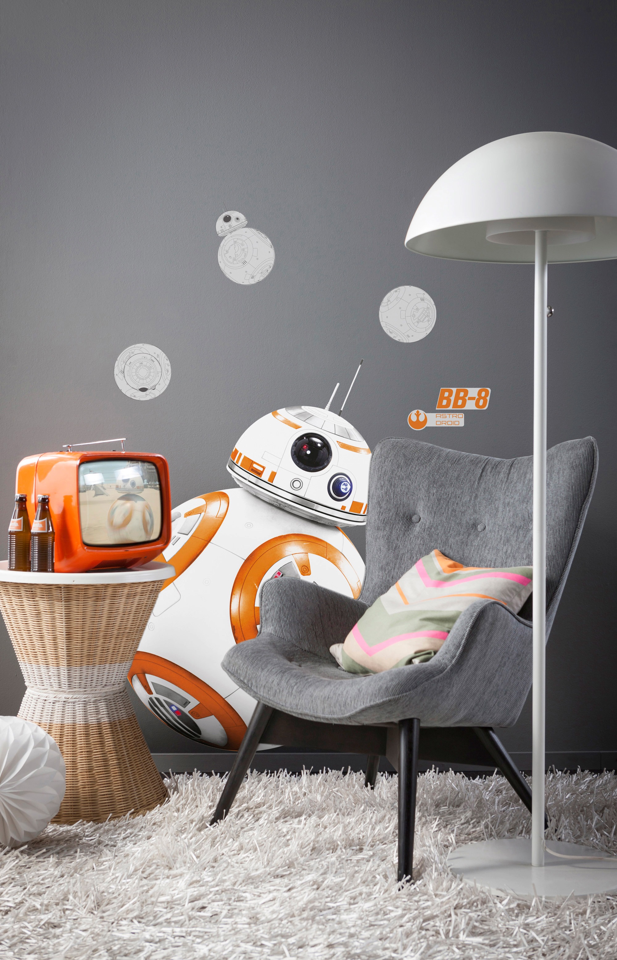 Komar Wandtattoo »Star Wars BB-8«, (6 St.), 100x70 cm (Breite x Höhe), selbstklebendes Wandtattoo