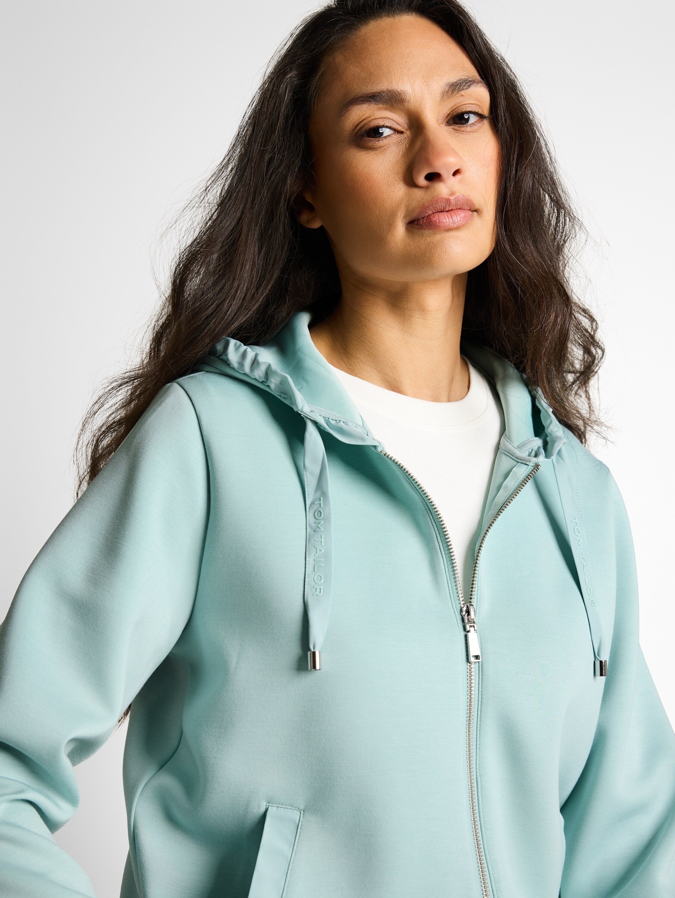 Thumbnail - TOM TAILOR Kapuzensweatjacke mit Viskose und Stretch