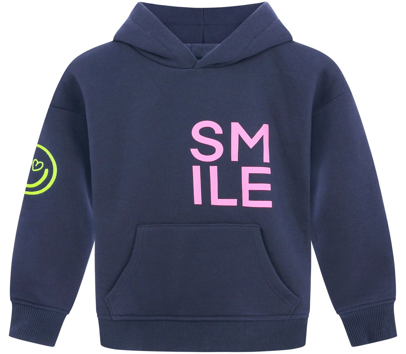 Zwillingsherz Hoodie »"Alissa-Kids"«, mit "Smile"-Aufdruck in Neonfarben und gestickte Smiley