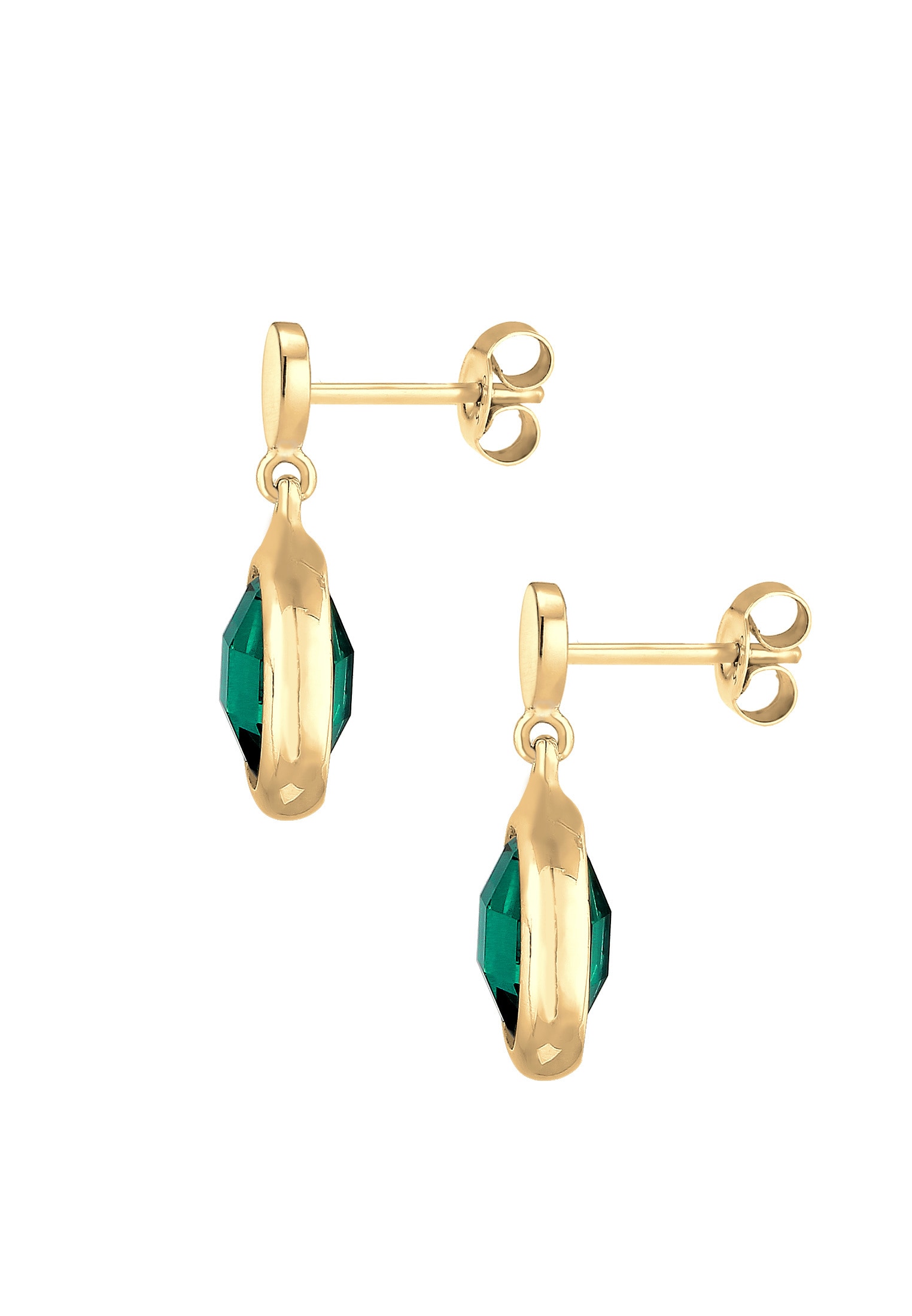 Elli Premium Paar Ohrhänger »Ohrhänger kurz Quarz Grün 925 Sterling Silber vergoldet«