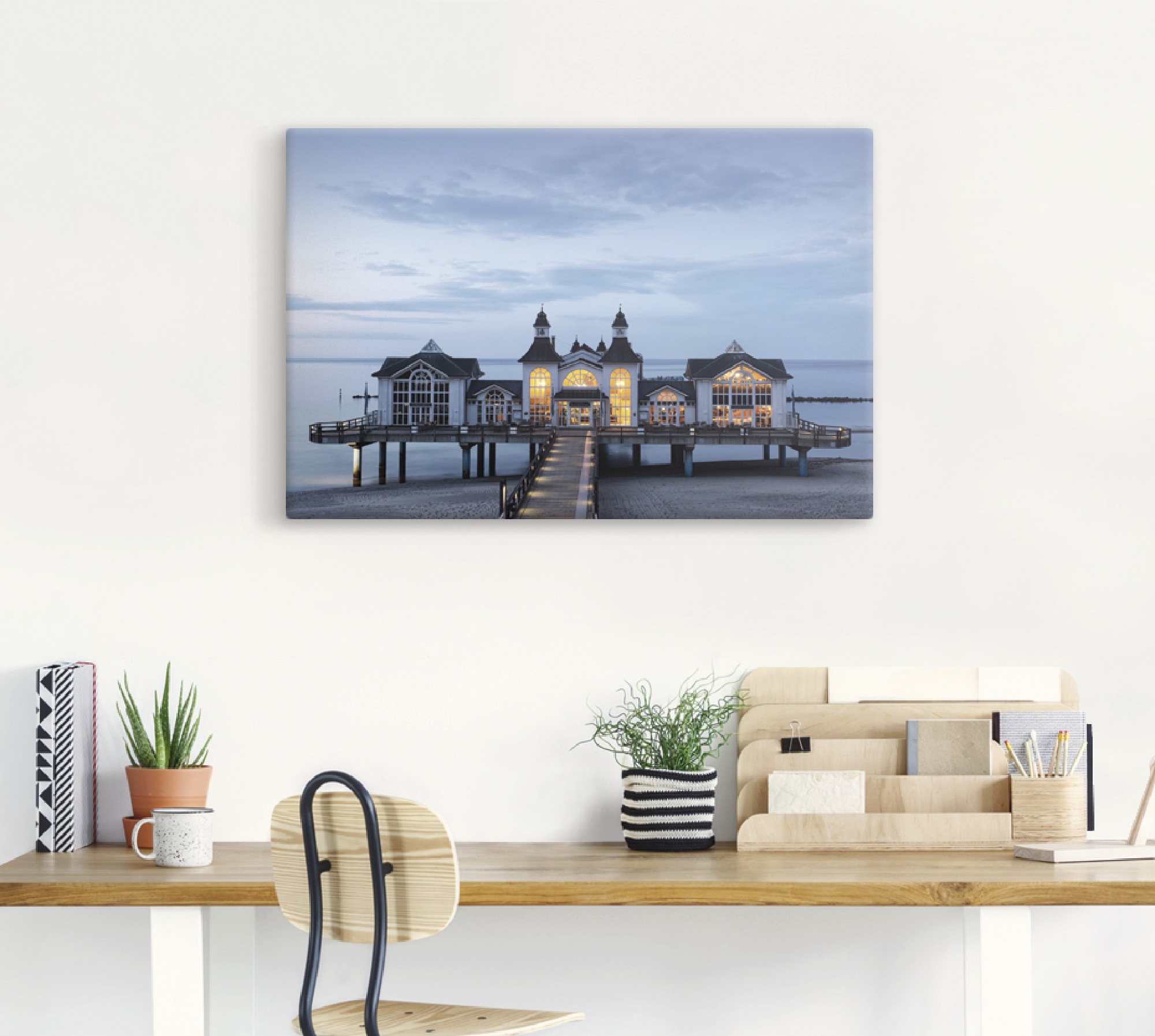 Artland Wandbild »Seebrücke Sellin«, Gebäude, (1 St.), als Alubild, Outdoorbild, Leinwandbild in verschied. Größen