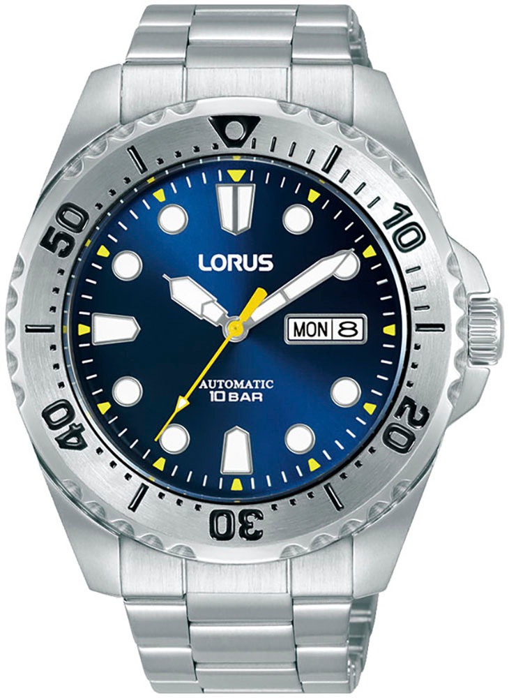 LORUS "Sports" Armbanduhr, Herrenuhr, Mechanische Uhr, Edelstahlarmband, analog